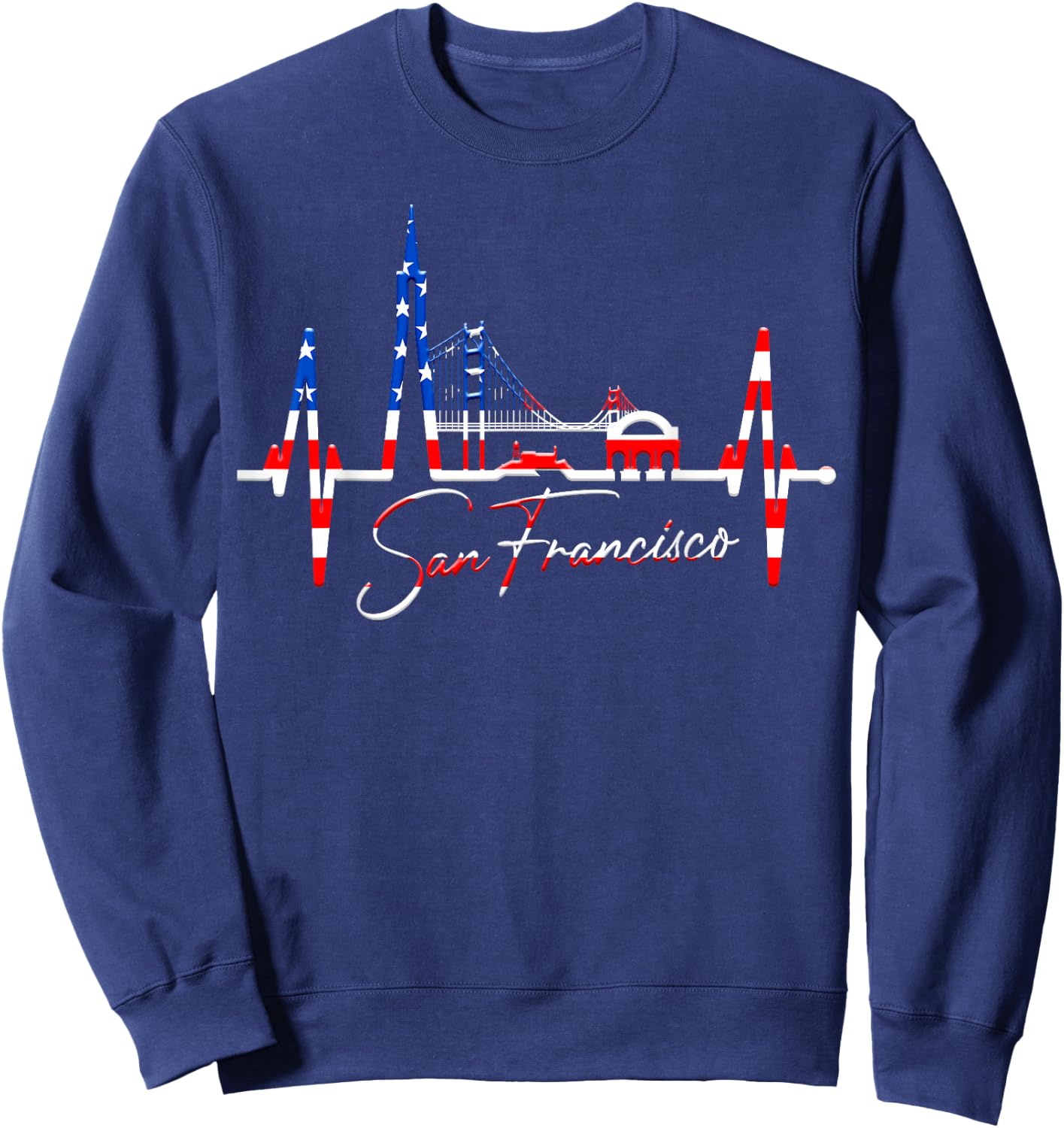 San Francisco Skyline Herzschlag Kalifornien San Francisco Sweatshirt - Sweatshirt | Navy