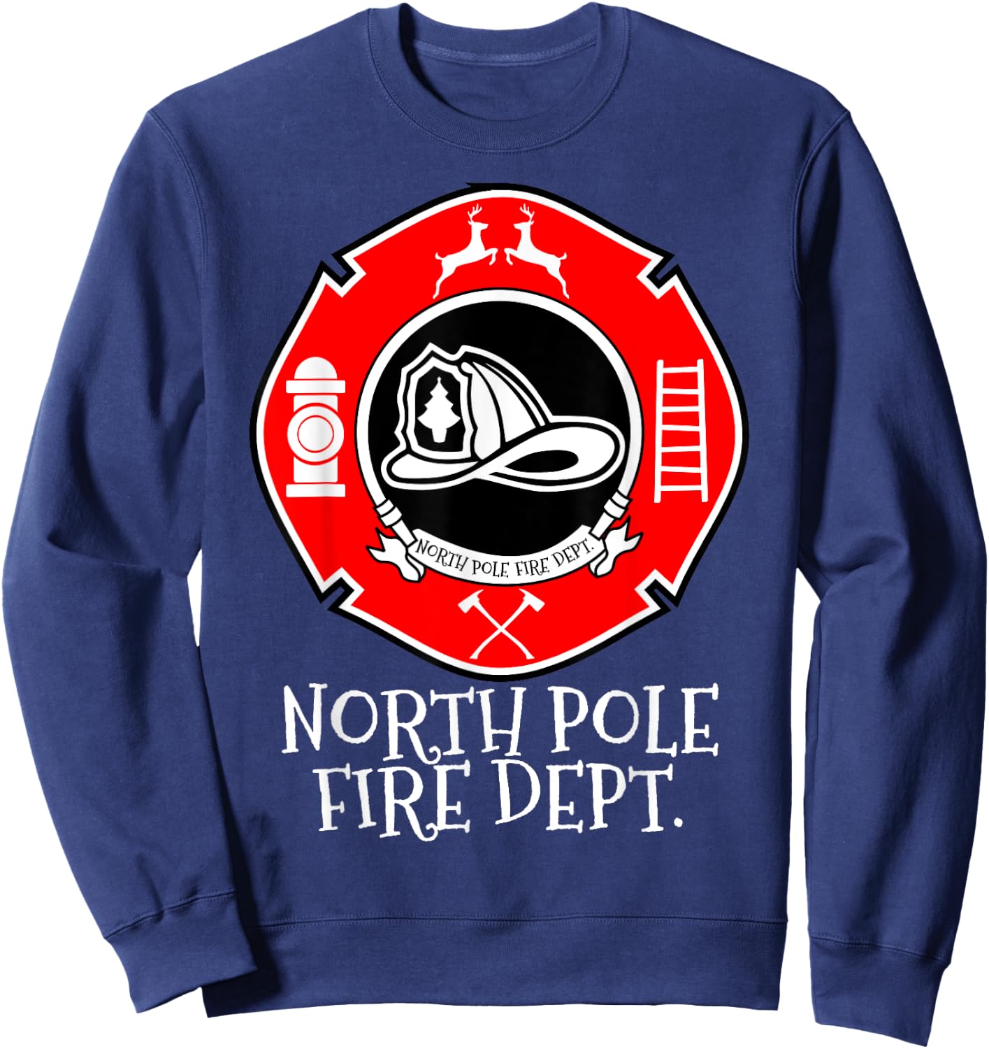 N.P.F.D North Pole Fire Department Christmas Family Sweatshirt - Sweatshirt | Navy