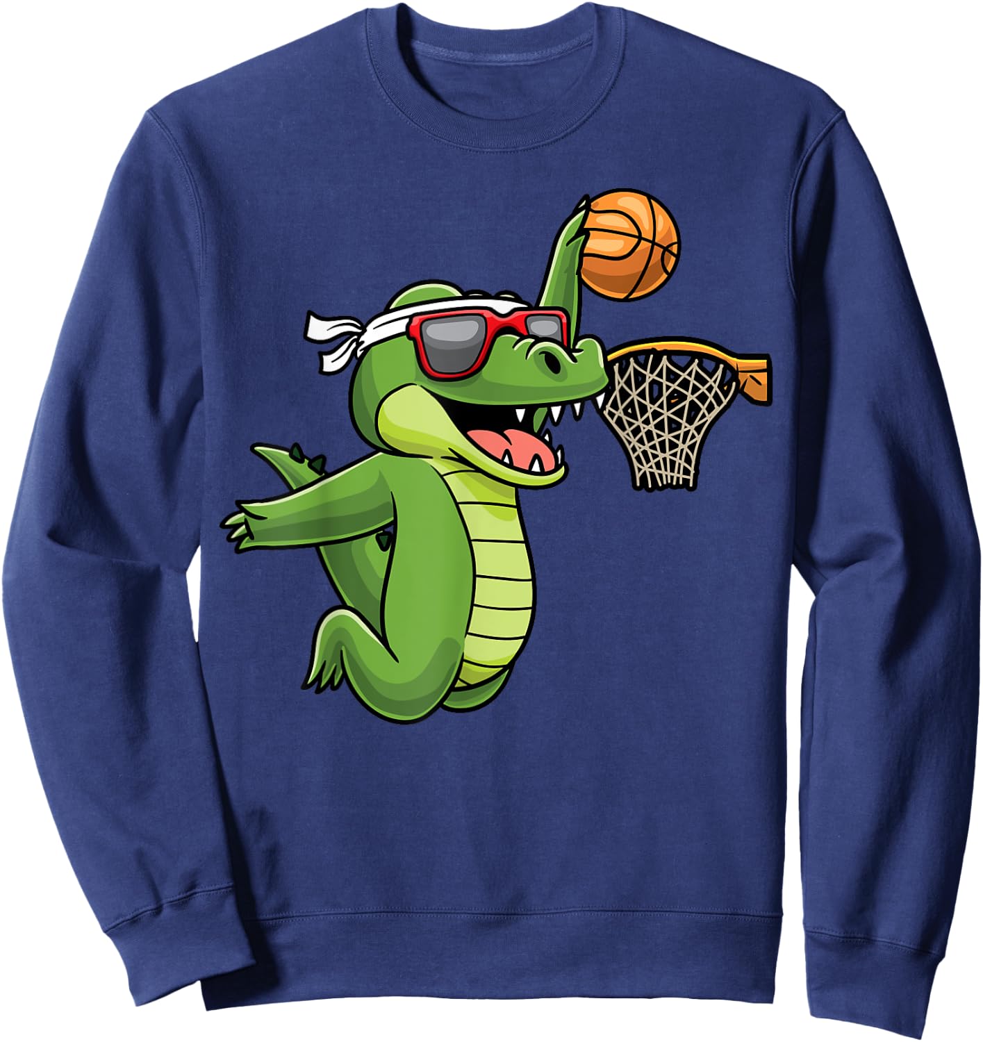Crocodile Playing Basketball Alligator Basketball Player Sweatshirt - Sweatshirt | Navy