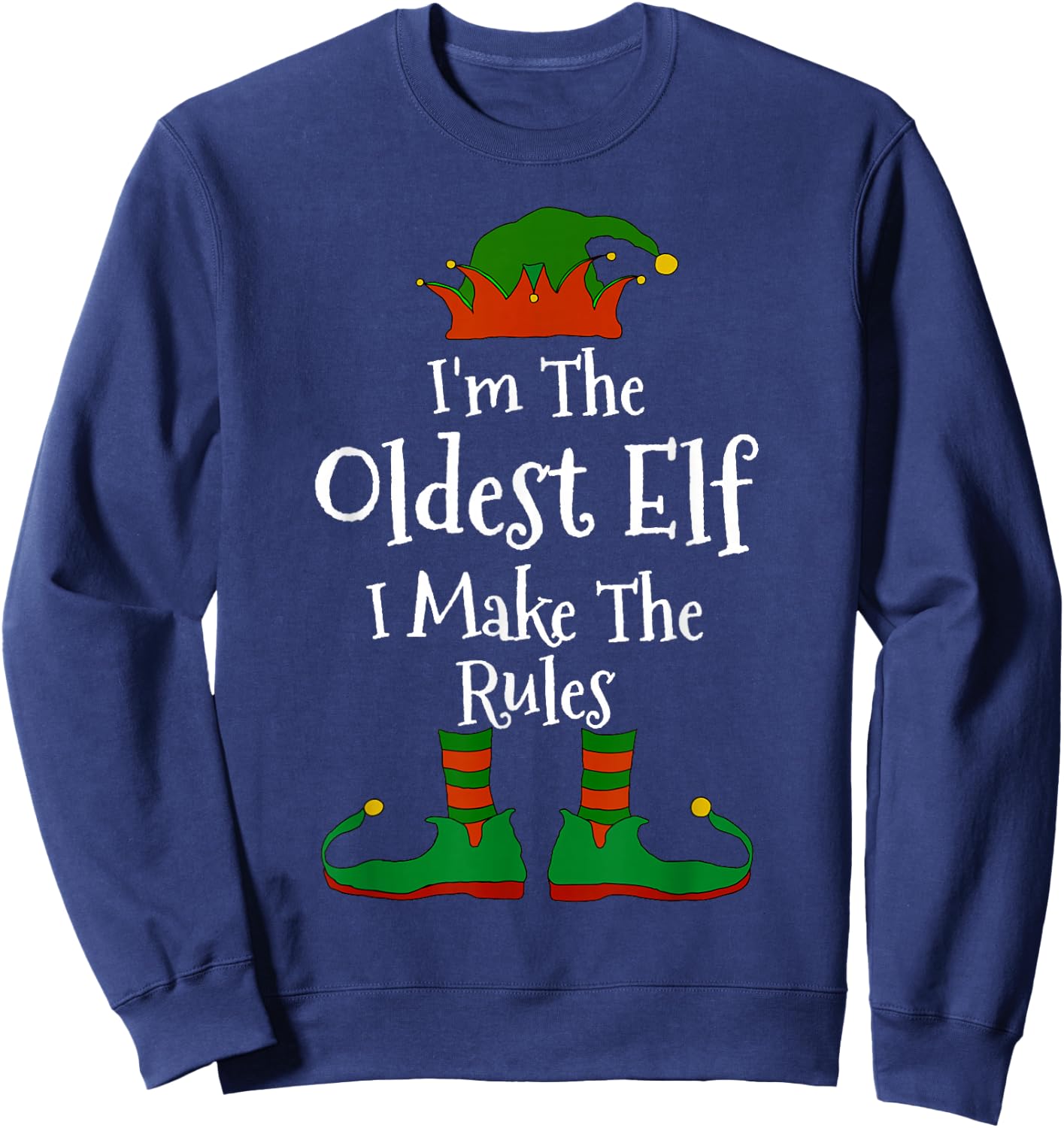 I'm The Oldest Elf Family Matching Funny Christmas Sweatshirt - Sweatshirt | Navy