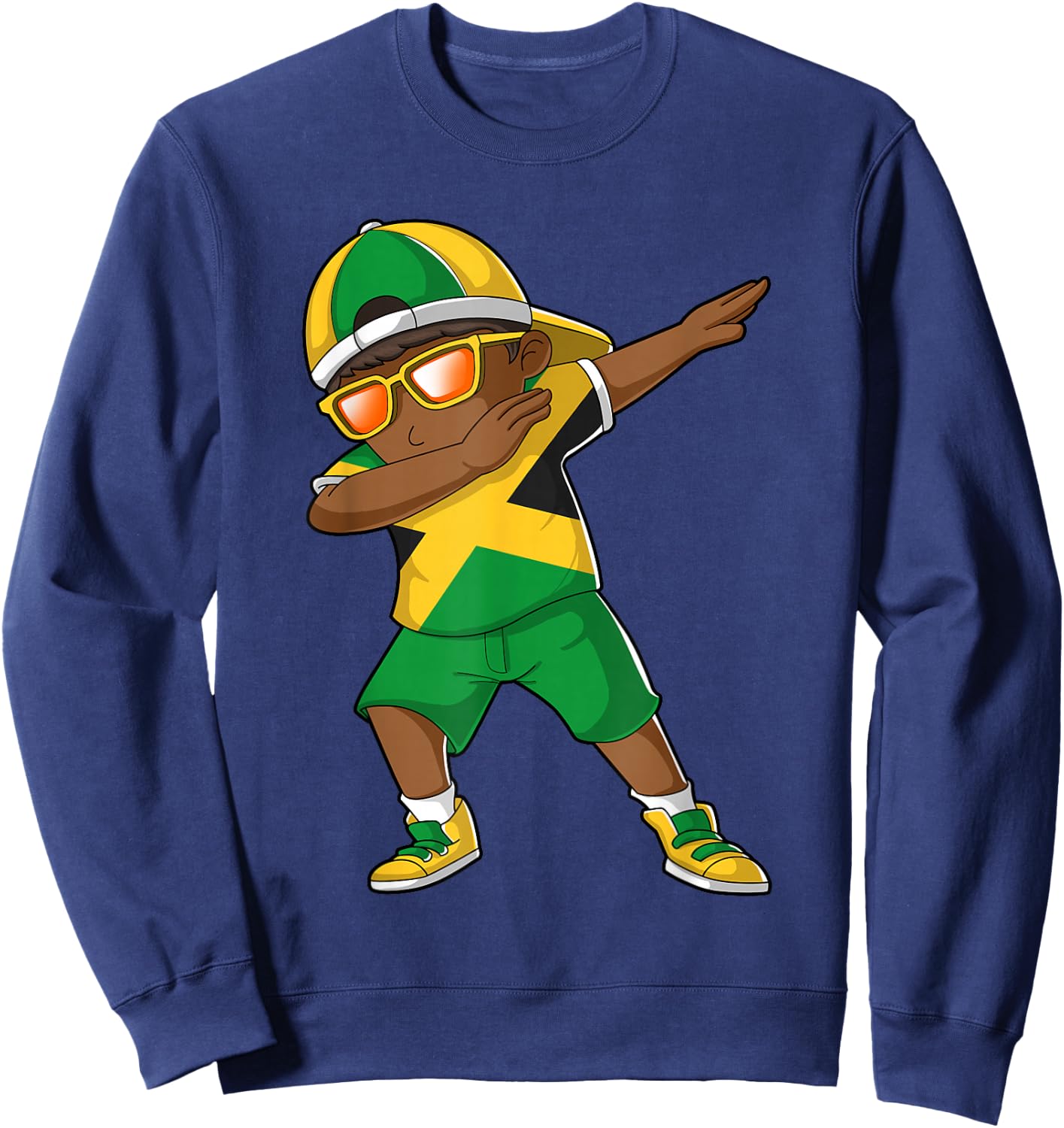 Jamaican Boy Jamaica Kid Patriotism Roots Heritage Small Sweatshirt - Sweatshirt | Navy