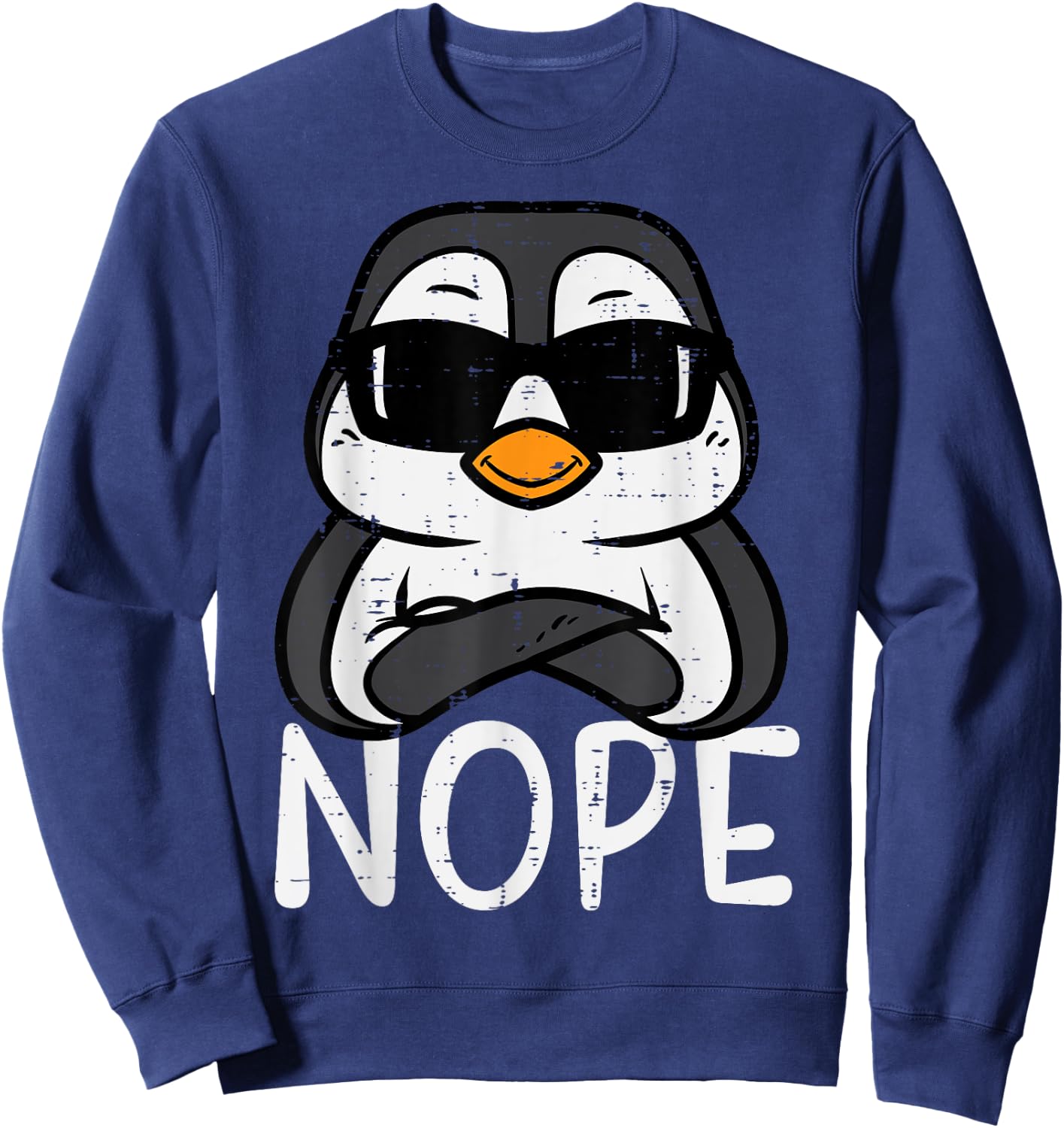Penguin Nope Sunglasses Cool Boys Kids Toddler Men Women Sweatshirt - Sweatshirt | Navy
