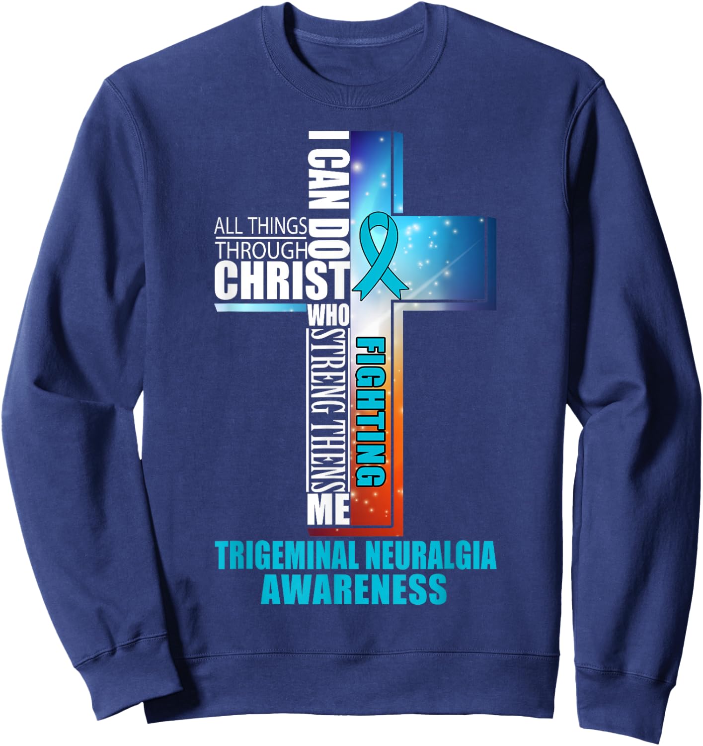 Trigeminal Neuralgia Warrior Awareness Shirt Men Sweatshirt - Sweatshirt | Navy