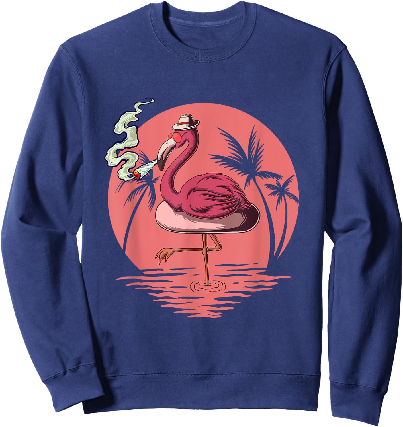 Flamingo 420 Stoner Spirit Summer Weed For Cannabis Lover Sweatshirt - Sweatshirt | Navy