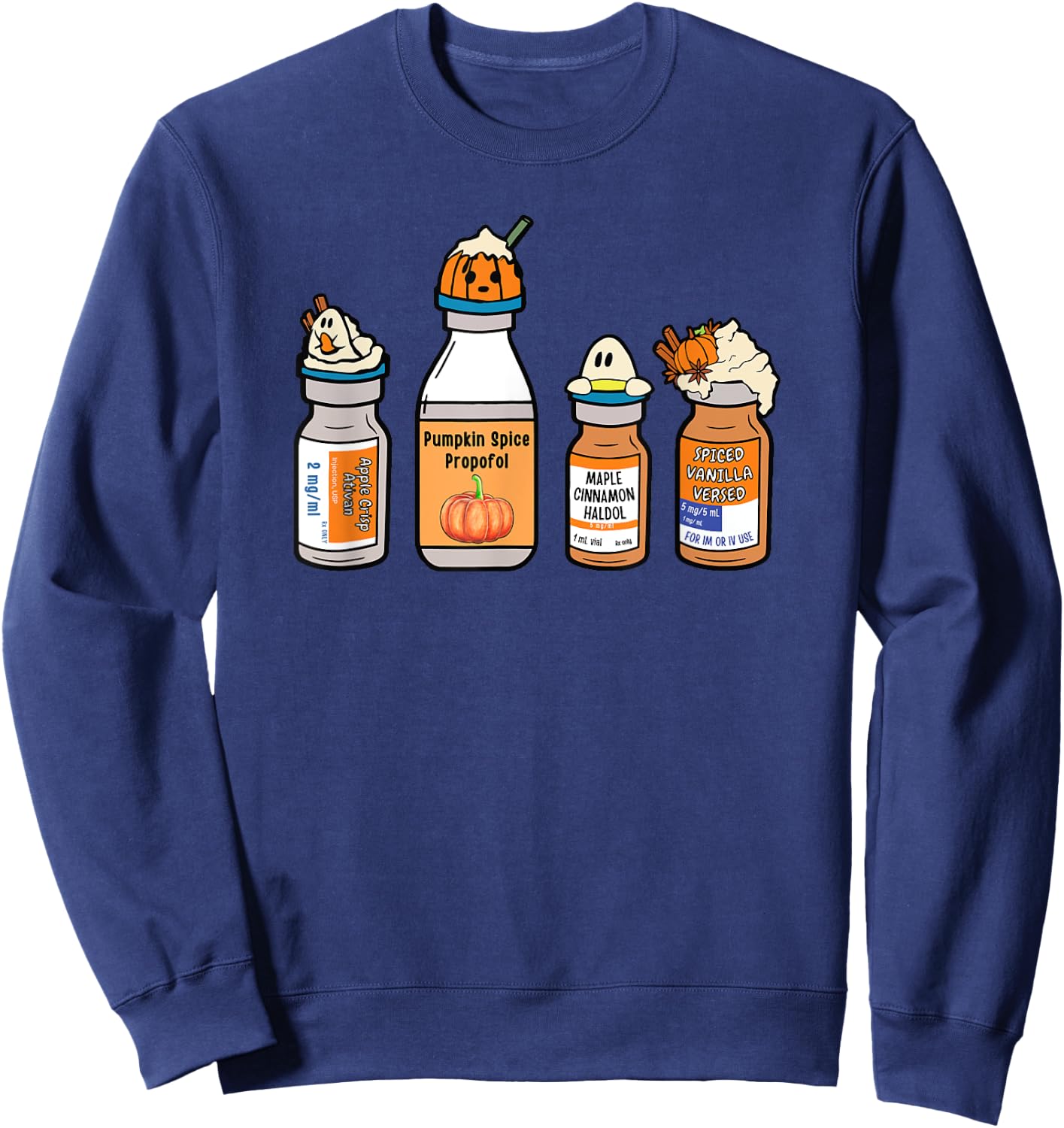Funny Halloween Crna Pacu ER ED ICU Cricital Care Nurse Sweatshirt - Sweatshirt | Navy