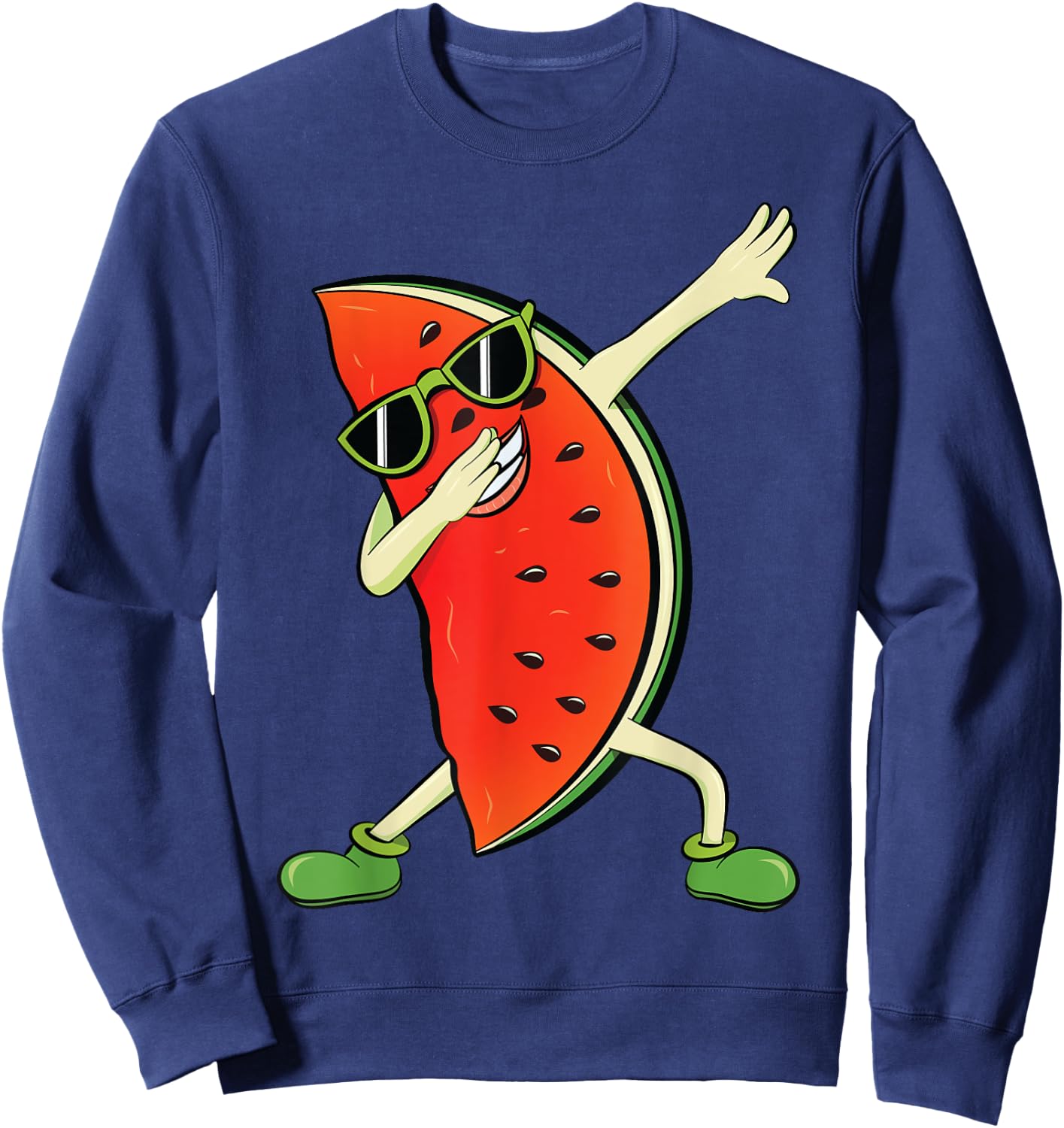 Dabbing Watermelon | Kawaii Melon Summer Fruit lover Gift Women Kids Sweatshirt - Sweatshirt | Navy