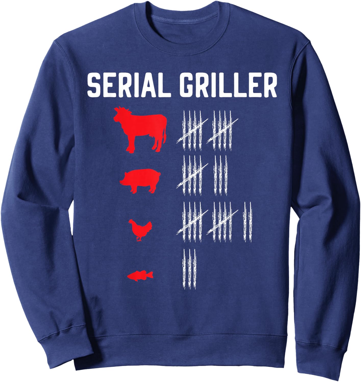 Serial Griller Grilling Grillmaster Barbecue BBQ Sweatshirt - Sweatshirt | Navy