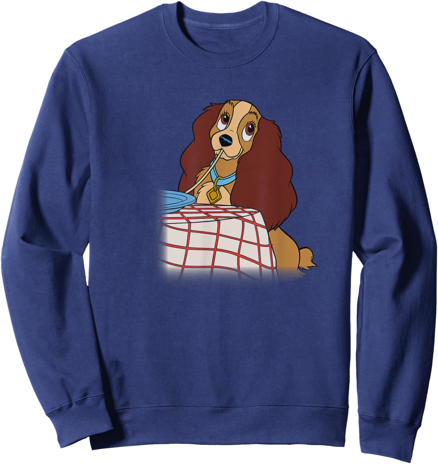 Disney Lady and The Tramp Iconic Spaghetti Scene Lady Side Sweatshirt - Sweatshirt | Navy