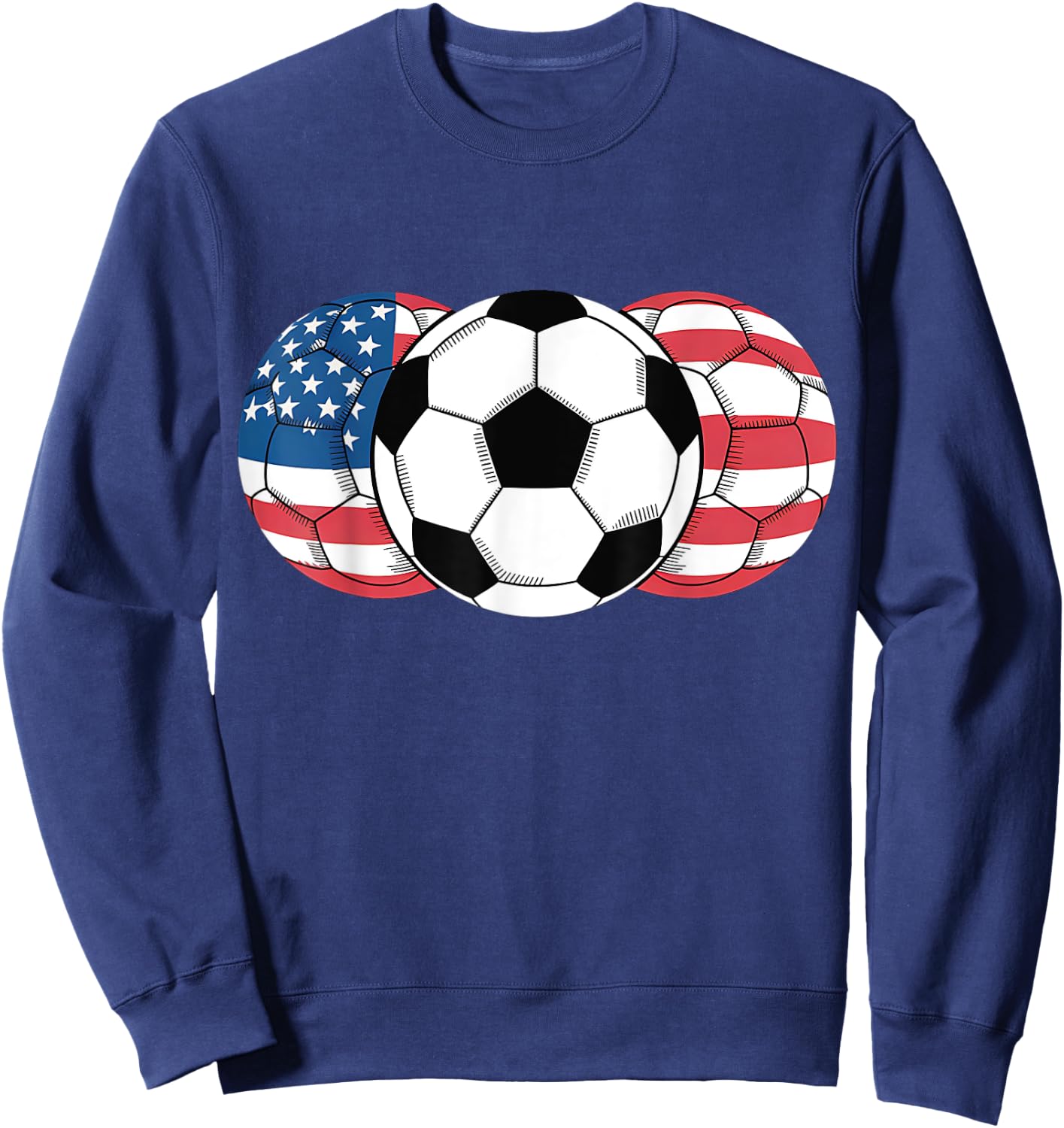 Soccer Red White Blue American Flag 4th of July Sweatshirt - Sweatshirt | Navy