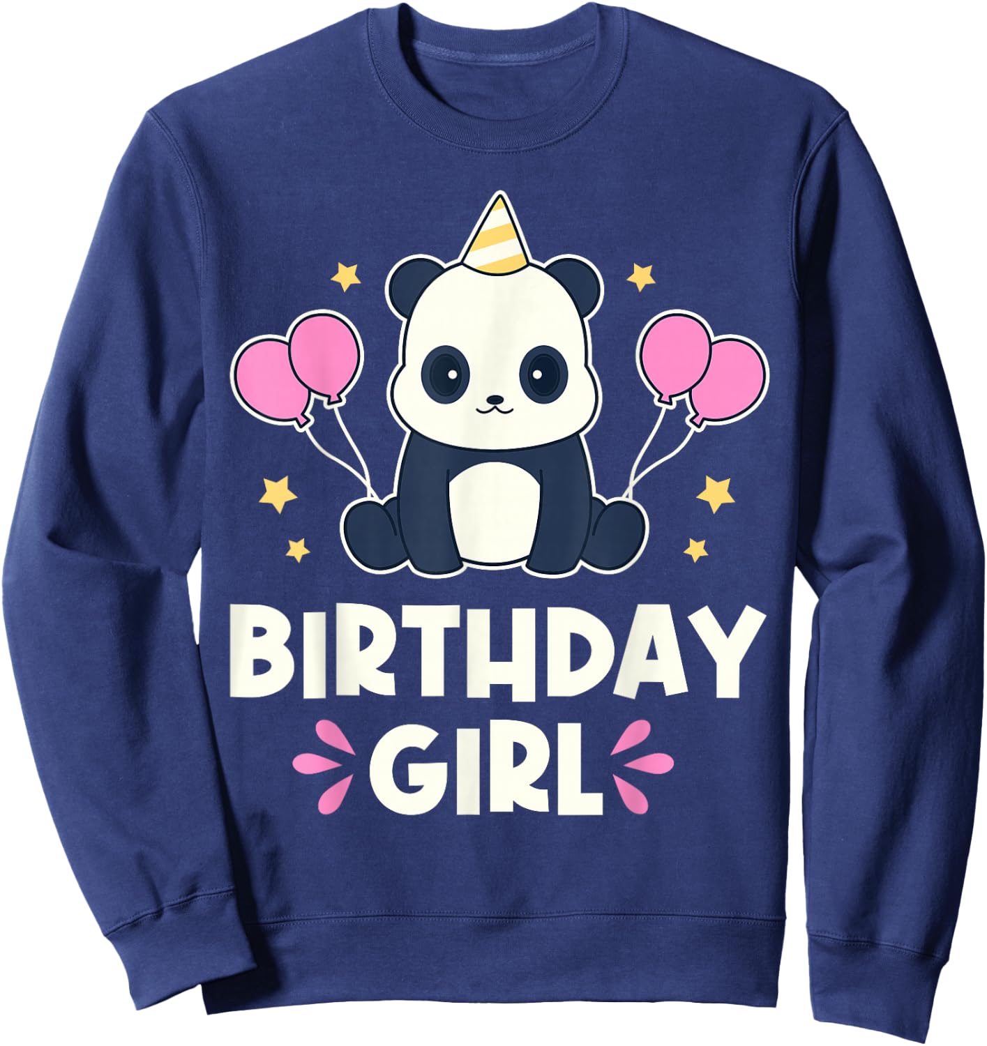 Cute Birthday Girl Kawaii Panda Graphic Sweatshirt - Sweatshirt | Navy