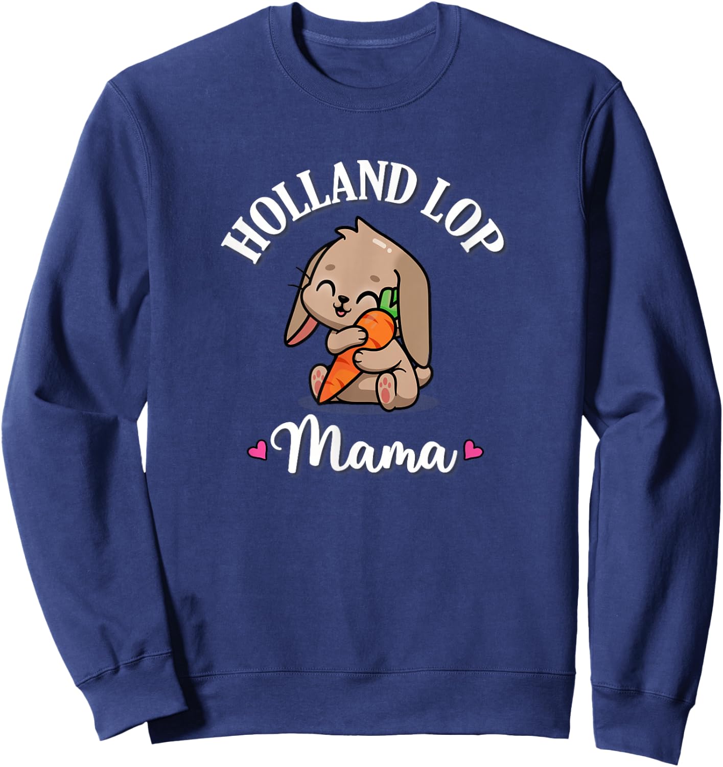 Kawaii Girls Mini Holland Lop Mom Bunny Rabbit Mama Lover Sweatshirt - Sweatshirt | Navy