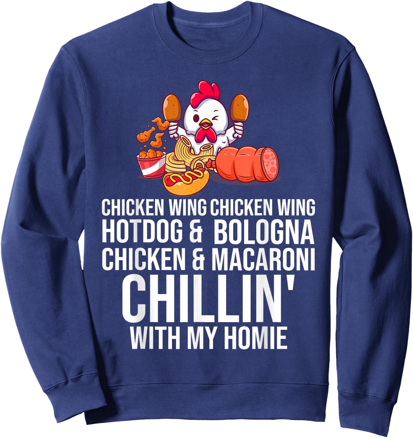 Chicken Wing Chicken Wing Hot Dog And Bologna Men Women Girls Kids Sweatshirt - Sweatshirt | Navy