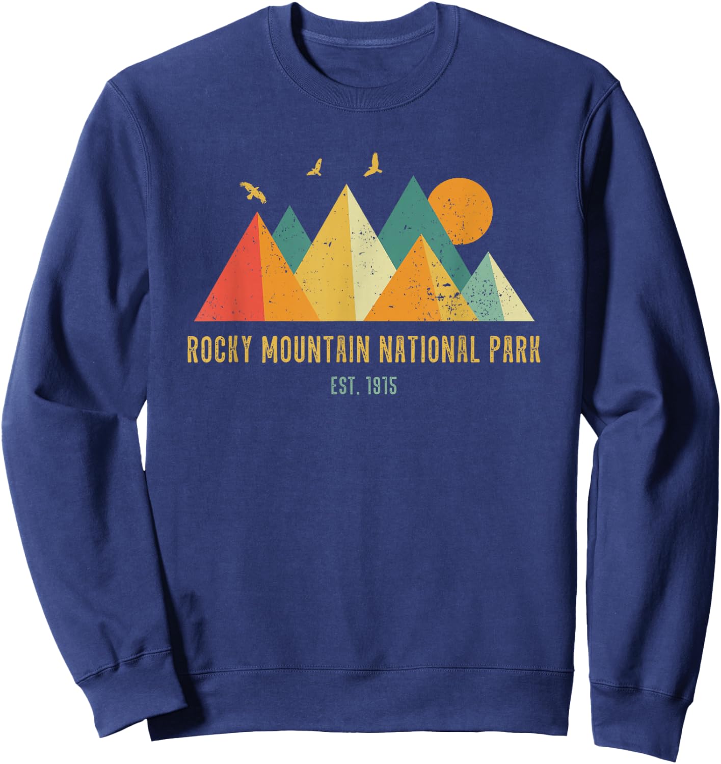 Retro Vintage Vibe Grunge Style Rocky Mountain National Park Sweatshirt - Sweatshirt | Navy