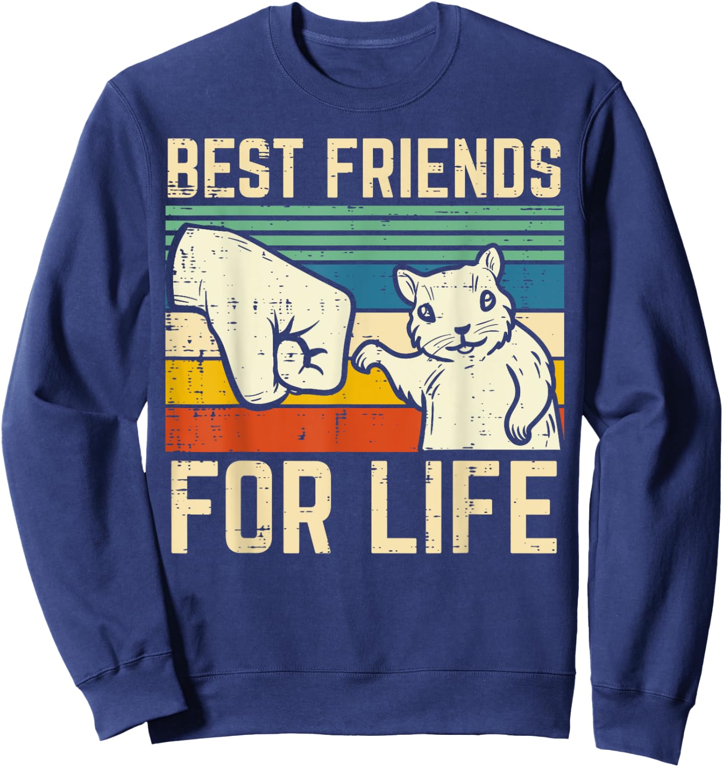 Squirrel Fist Bump Best Friends For Life Retro Men Women Kid Sweatshirt - Sweatshirt | Navy