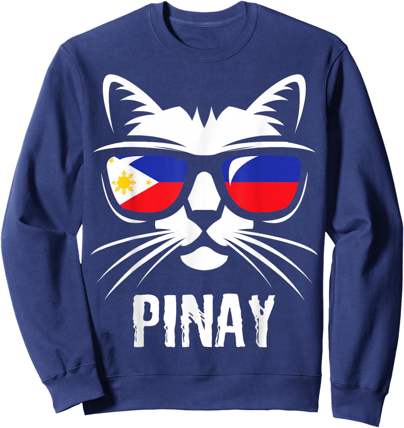 Filipina Filipino Cat Philippines Flag Sweatshirt - Sweatshirt | Navy