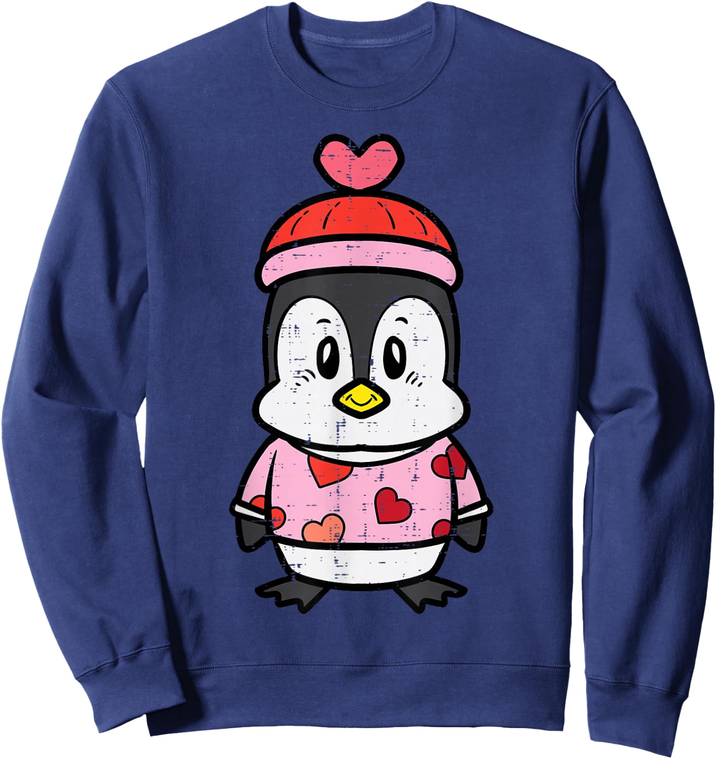 Valentines Day Baby Penguin Sweater Girls Kids Toddlers Sweatshirt - Sweatshirt | Navy
