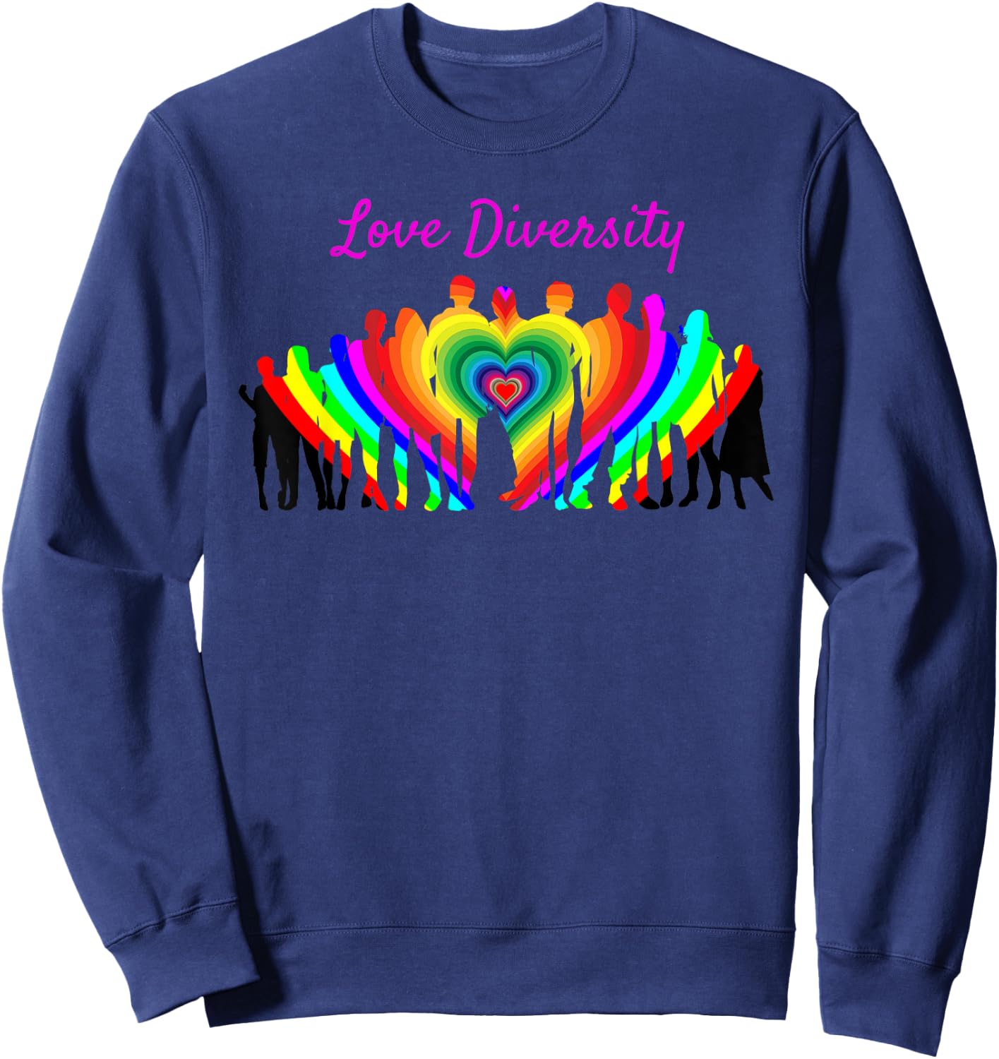 Love Diversity Rainbow Heart People Sweatshirt - Sweatshirt | Navy