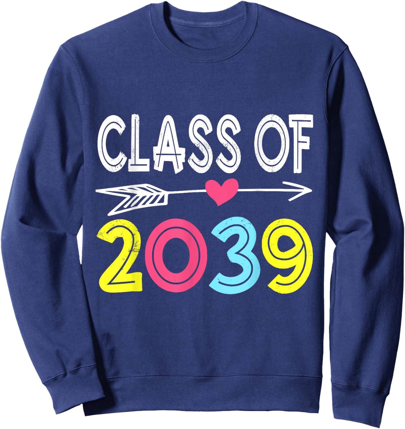 Class of 2039 Grow With Me First Day of School Graduation Sweatshirt - Sweatshirt | Navy