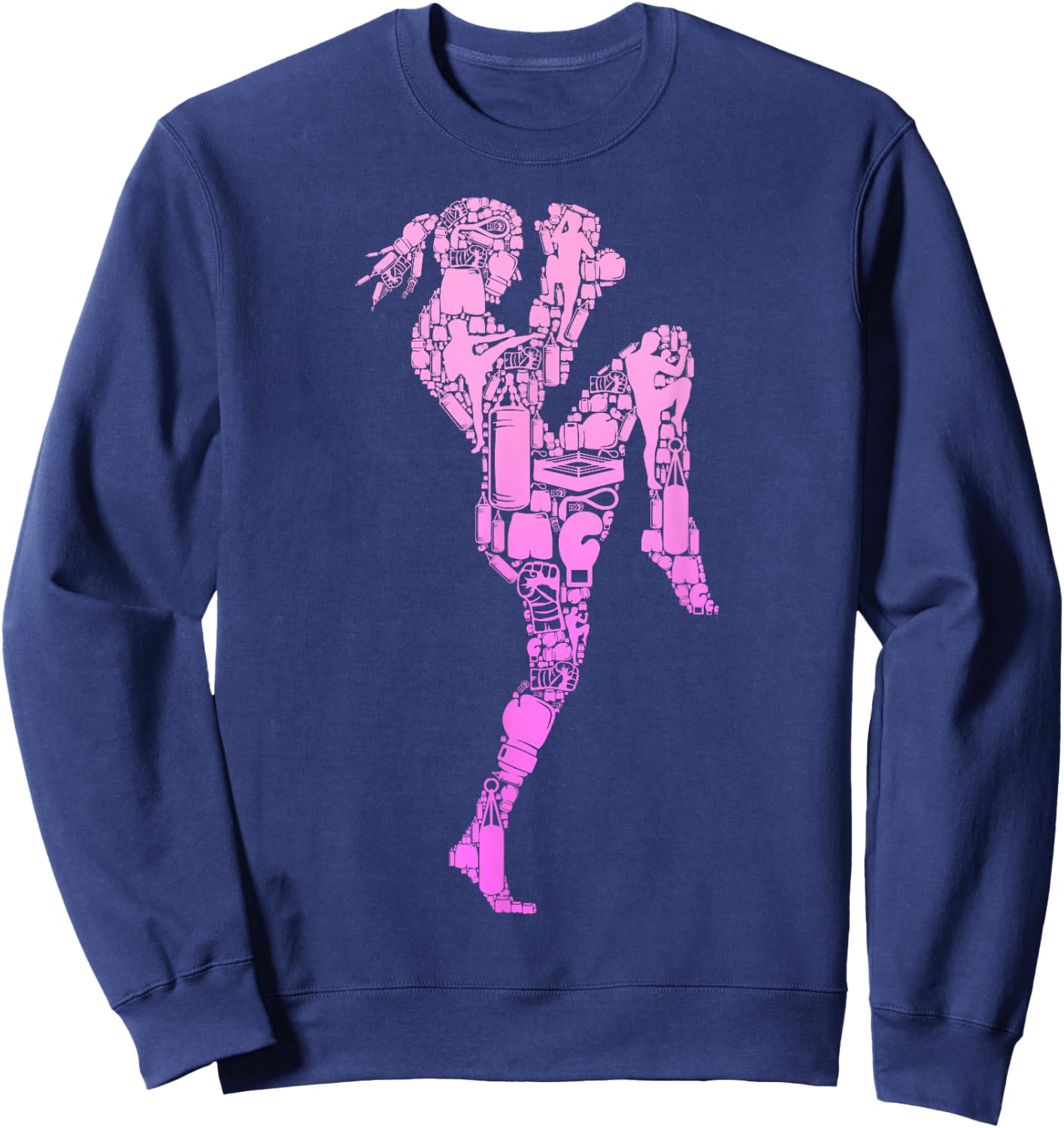 Muay Thai Thai Boxing Women Girls Kids , black, s Sweatshirt - Sweatshirt | Navy