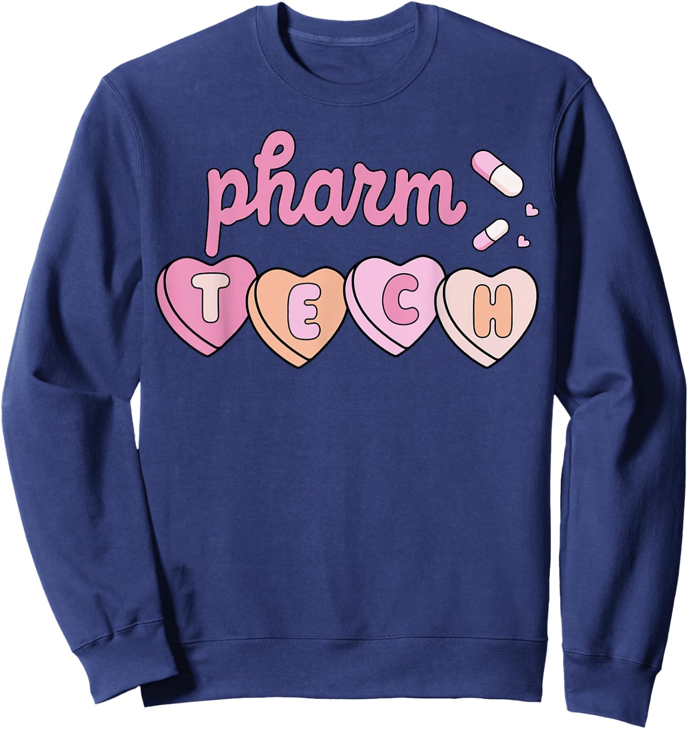 Pharm Tech Valentines Day Pharmacist Technician Cupid Hearts Sweatshirt - Sweatshirt | Navy