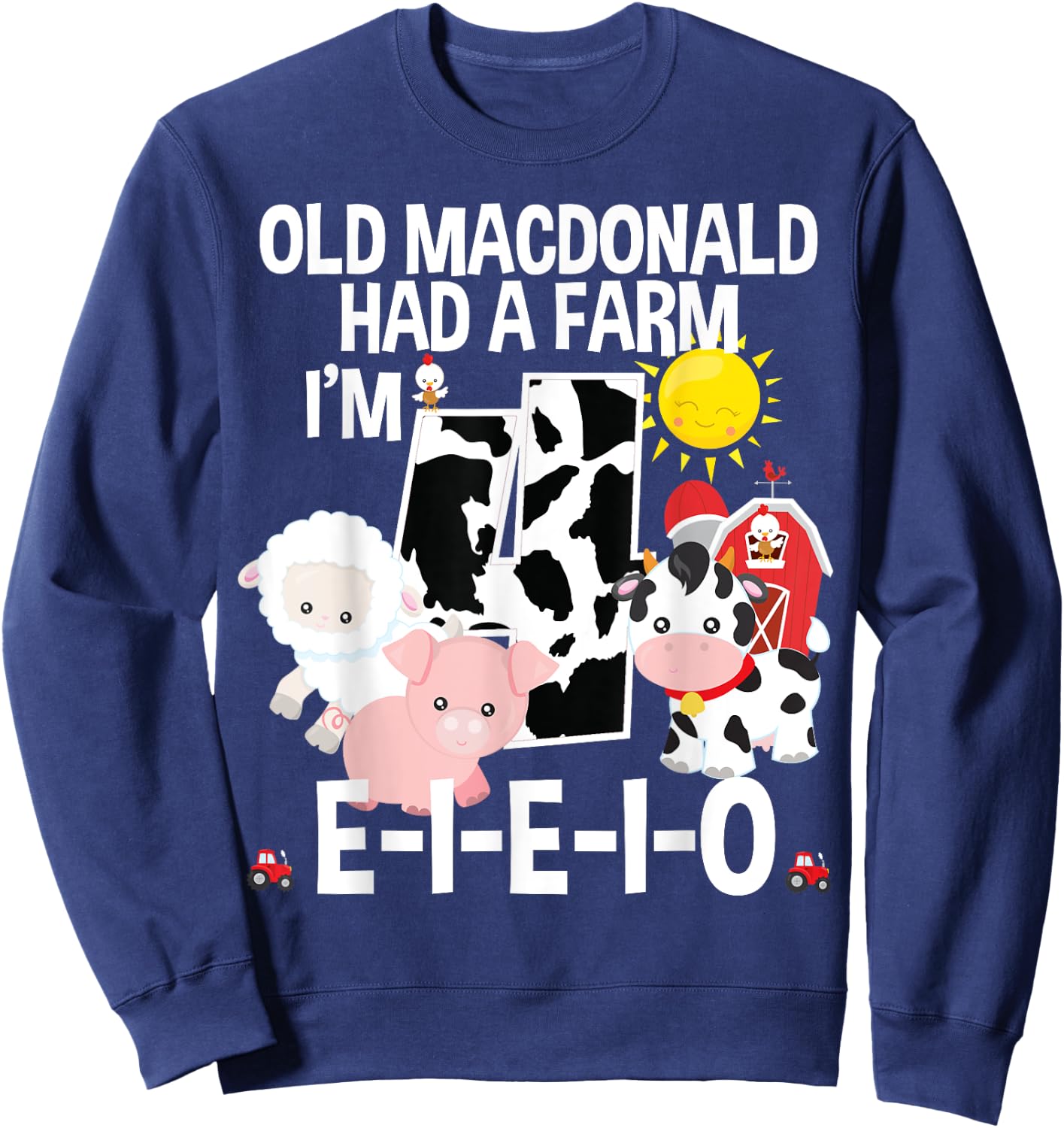 Toddler Kids Old MacDonald 4th Birthday Party Nursery Song Sweatshirt - Sweatshirt | Navy