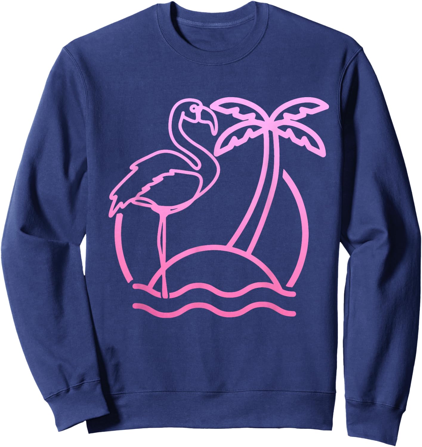 Flamingo Retro 80s Beach Vintage Party Miami Flamingo Lover Sweatshirt - Sweatshirt | Navy