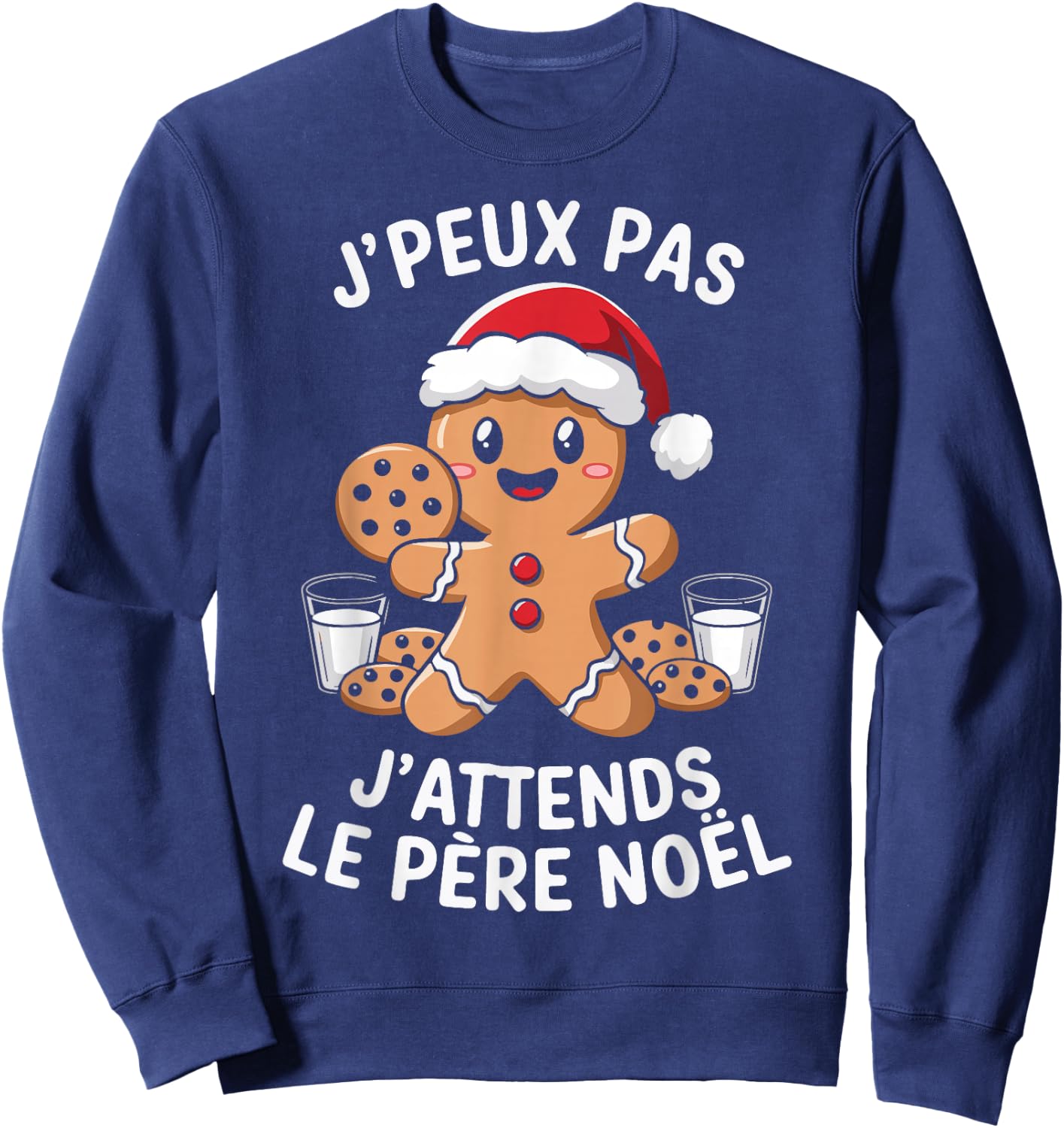 Gingerbread J'peux Pas J'attends Le Père Noël Humour Christmas , Black, S Sweatshirt - Sweatshirt | Navy
