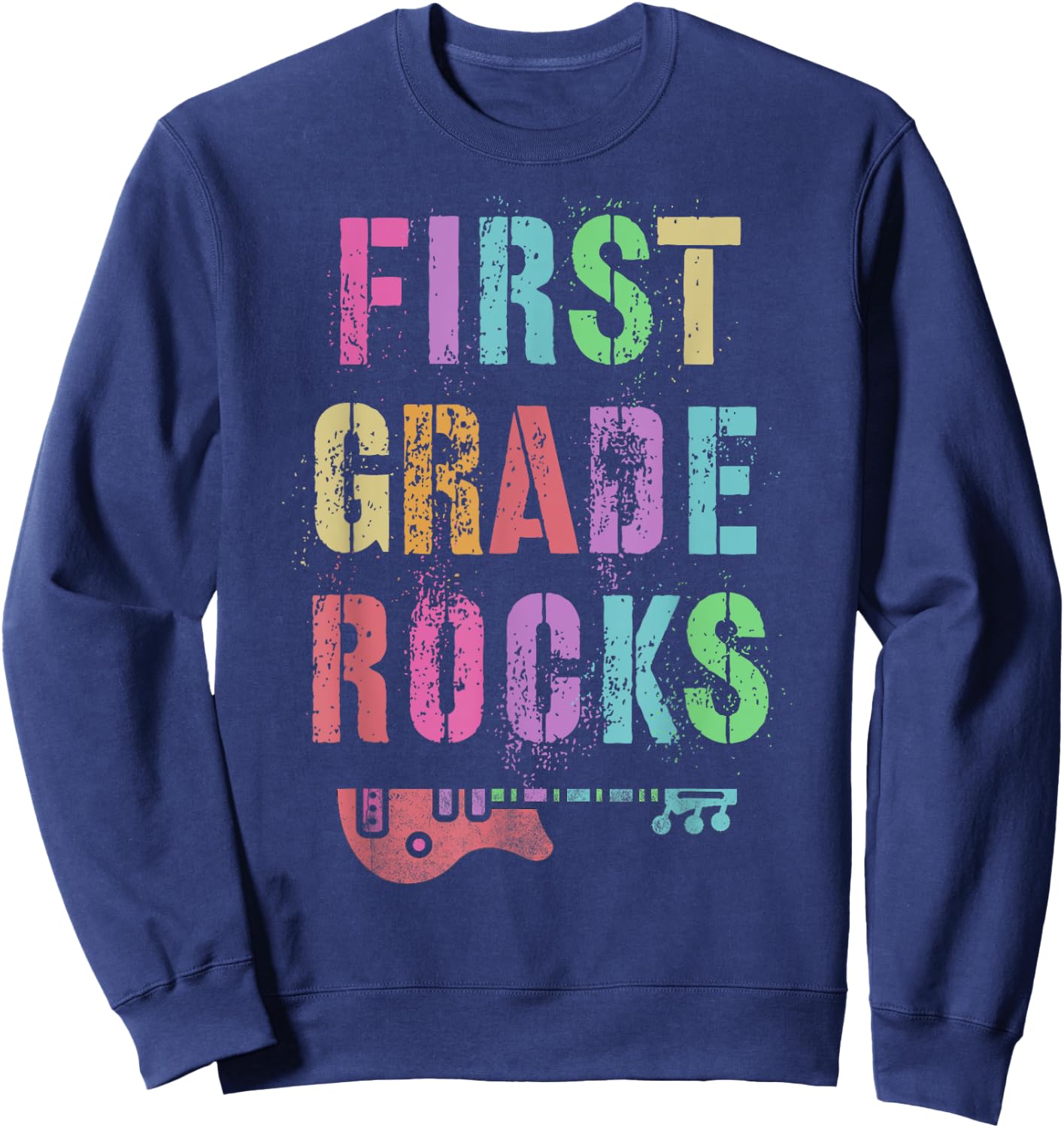 Hello 1st GRADE ROCKS Teacher Team FIRST Gr Vibes Rockstar Women Kids Sweatshirt - Sweatshirt | Navy