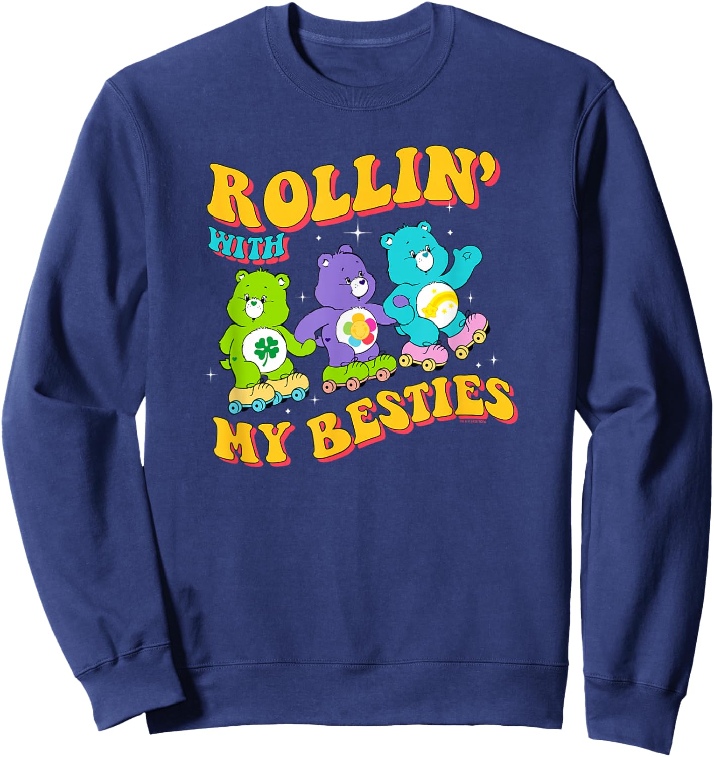 Care Bears Rollin' With My Besties Vintage Skating Trio Sweatshirt - Sweatshirt | Navy