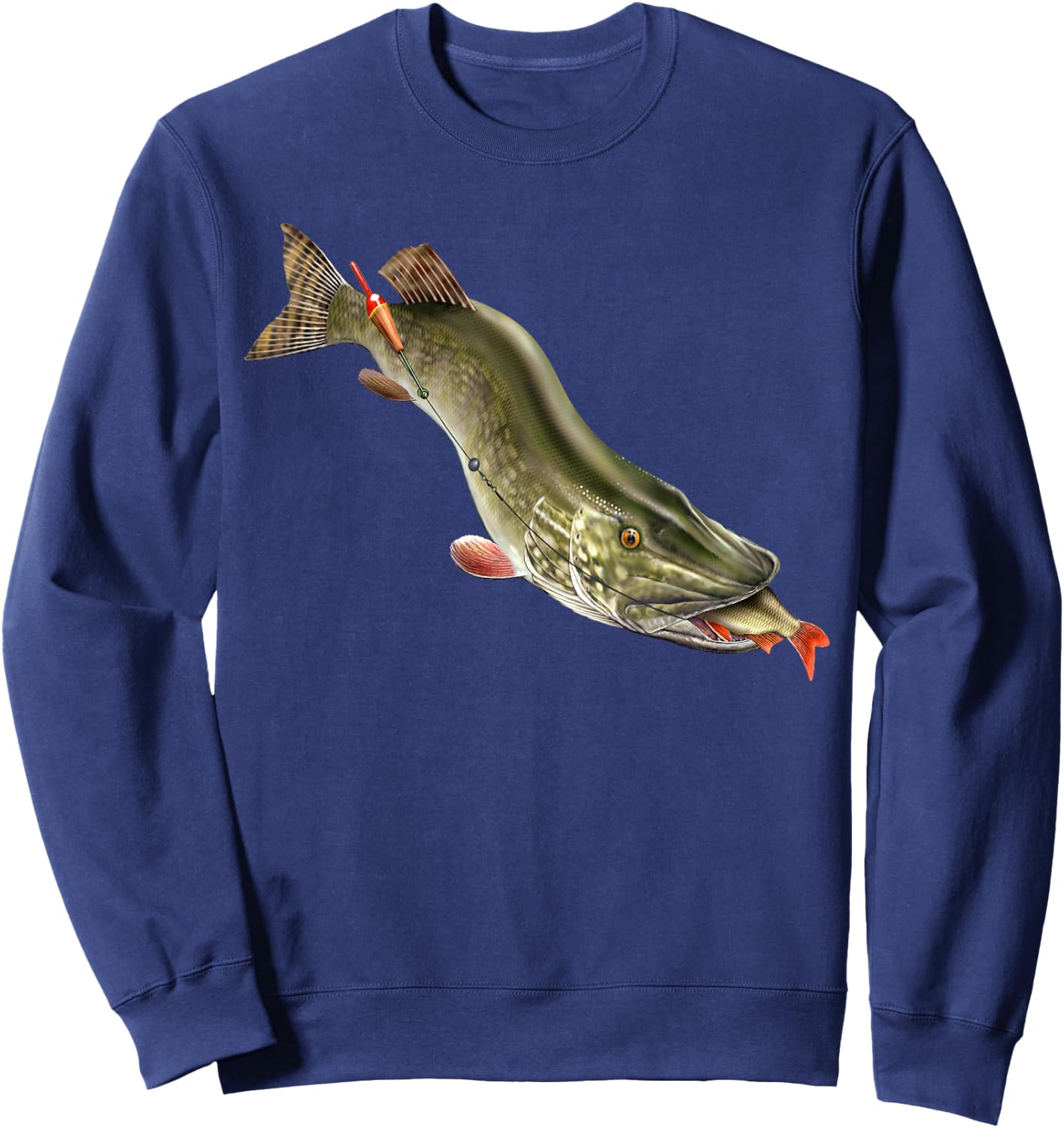 Northern Pike Fishing Fishermen Gifts Men's Northern Pike Fishing Black Small Classic Fit Short Sleeve Cotton Sweatshirt - Sweatshirt | Navy