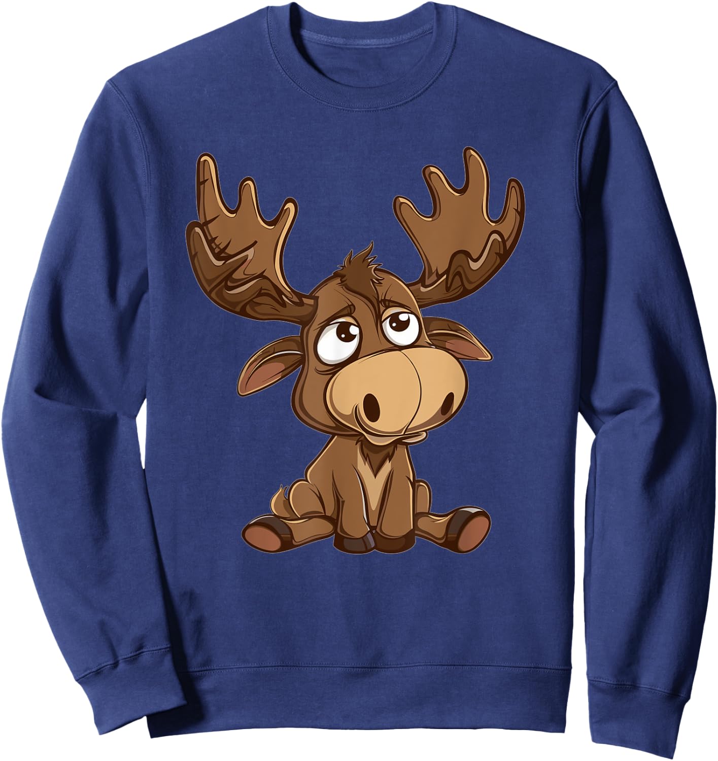 Cute Moose I Cartoon Moose Sweatshirt - Sweatshirt | Navy