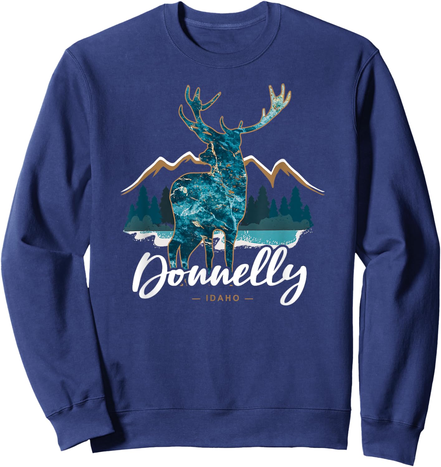 Donnelly Idaho ID USA Elk Mountains Lake Cascade Souvenir Sweatshirt - Sweatshirt | Navy