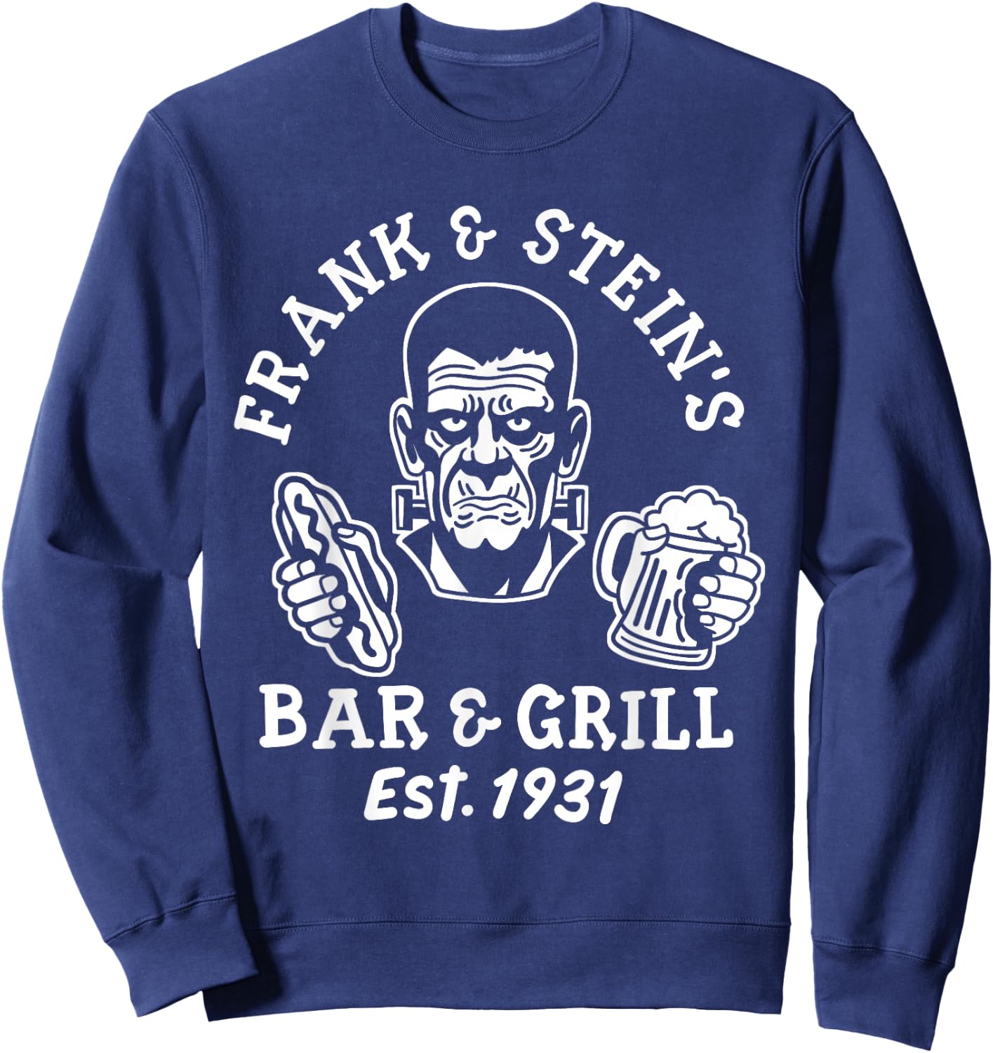 Frank and Steins Bar and Grill Funny Halloween Party Guys Sweatshirt - Sweatshirt | Navy