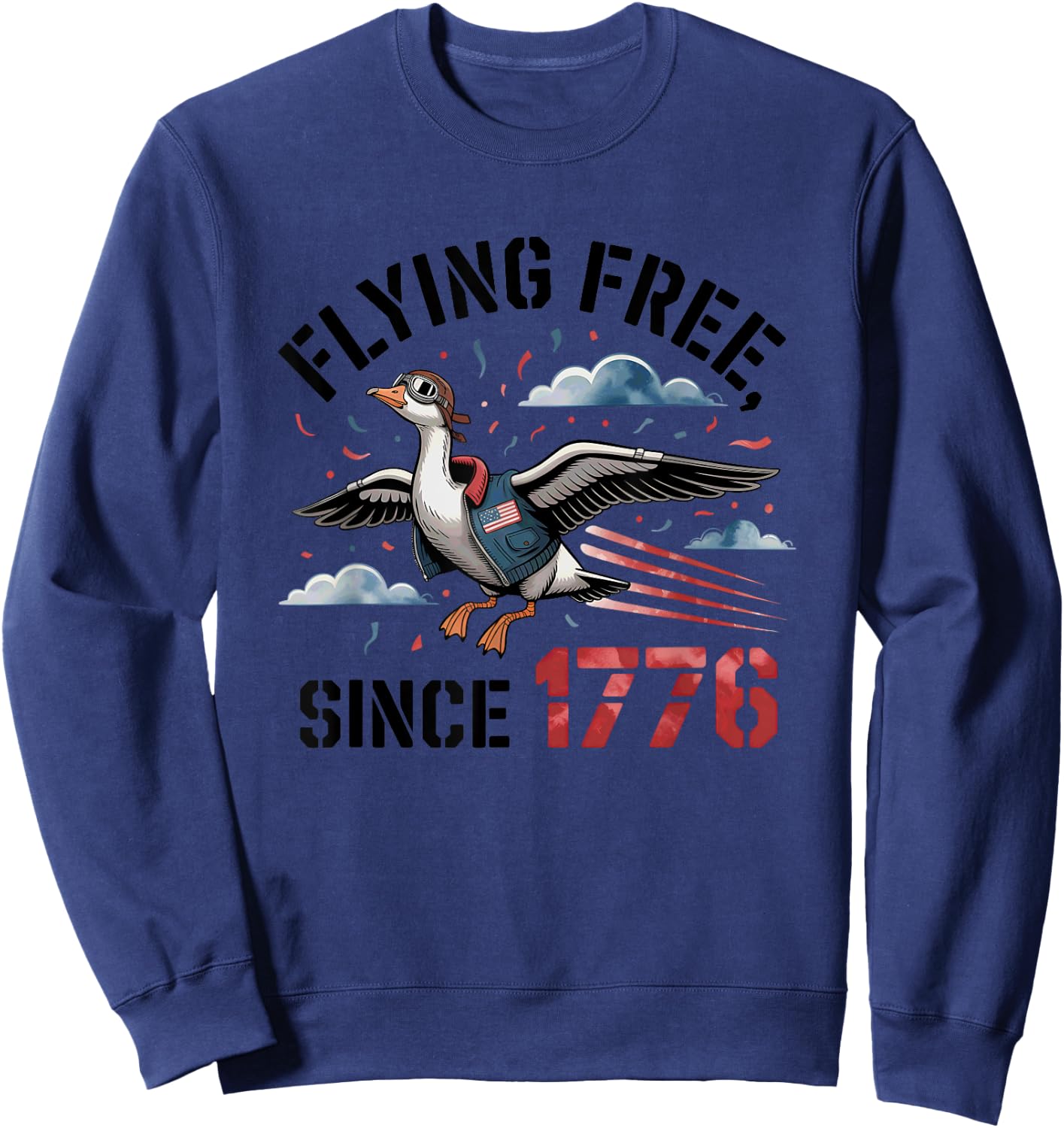 1776 Patriotic Goose Aviator Artwork Sweatshirt - Sweatshirt | Navy
