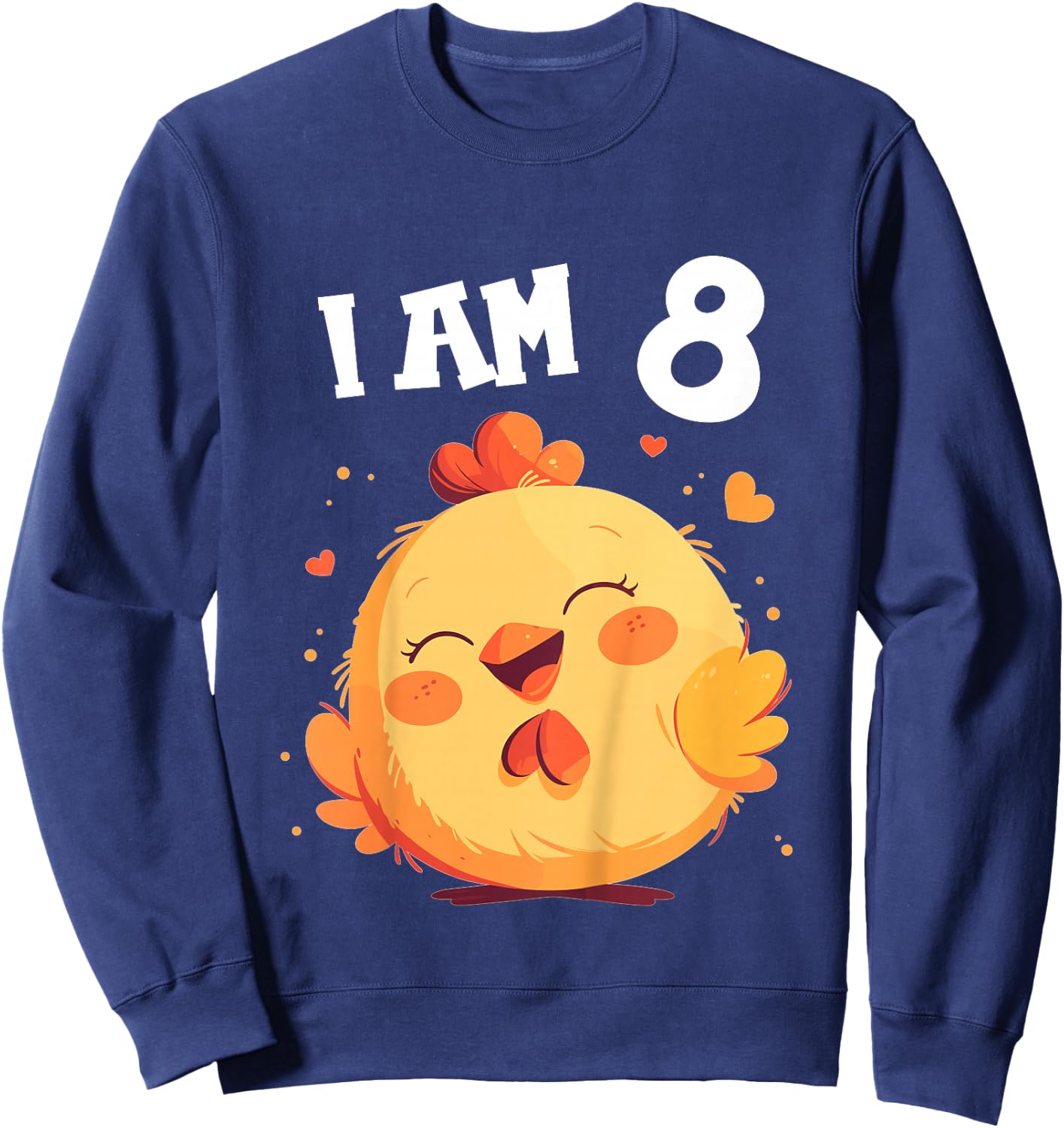 8 Years old 8 birthday Chickens Boy Girl Chicken Sweatshirt - Sweatshirt | Navy