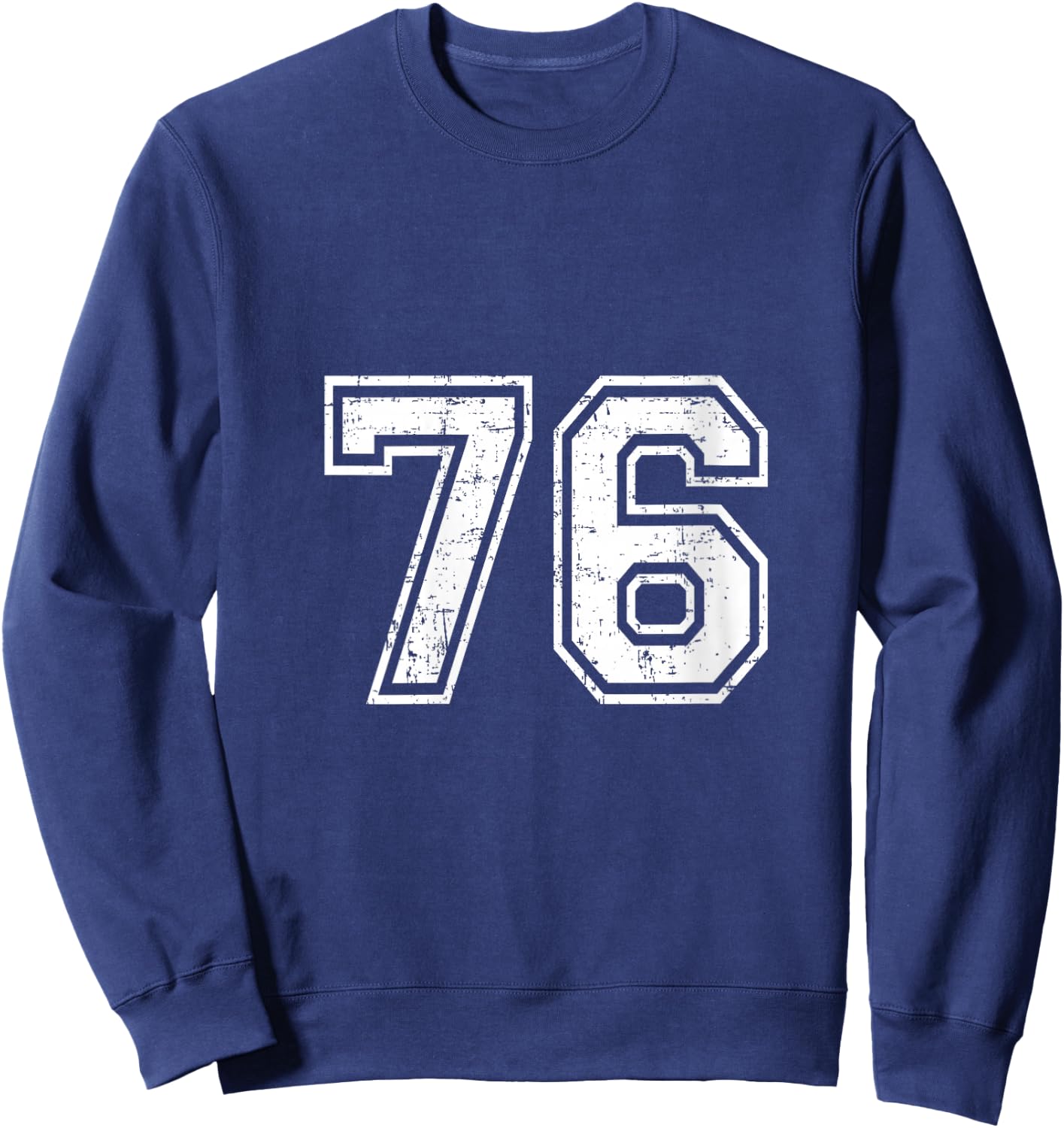Women's 76 Number Seventy-Six Team Sports Grunge Varsity Matching V-Neck Sweatshirt - Sweatshirt | Navy