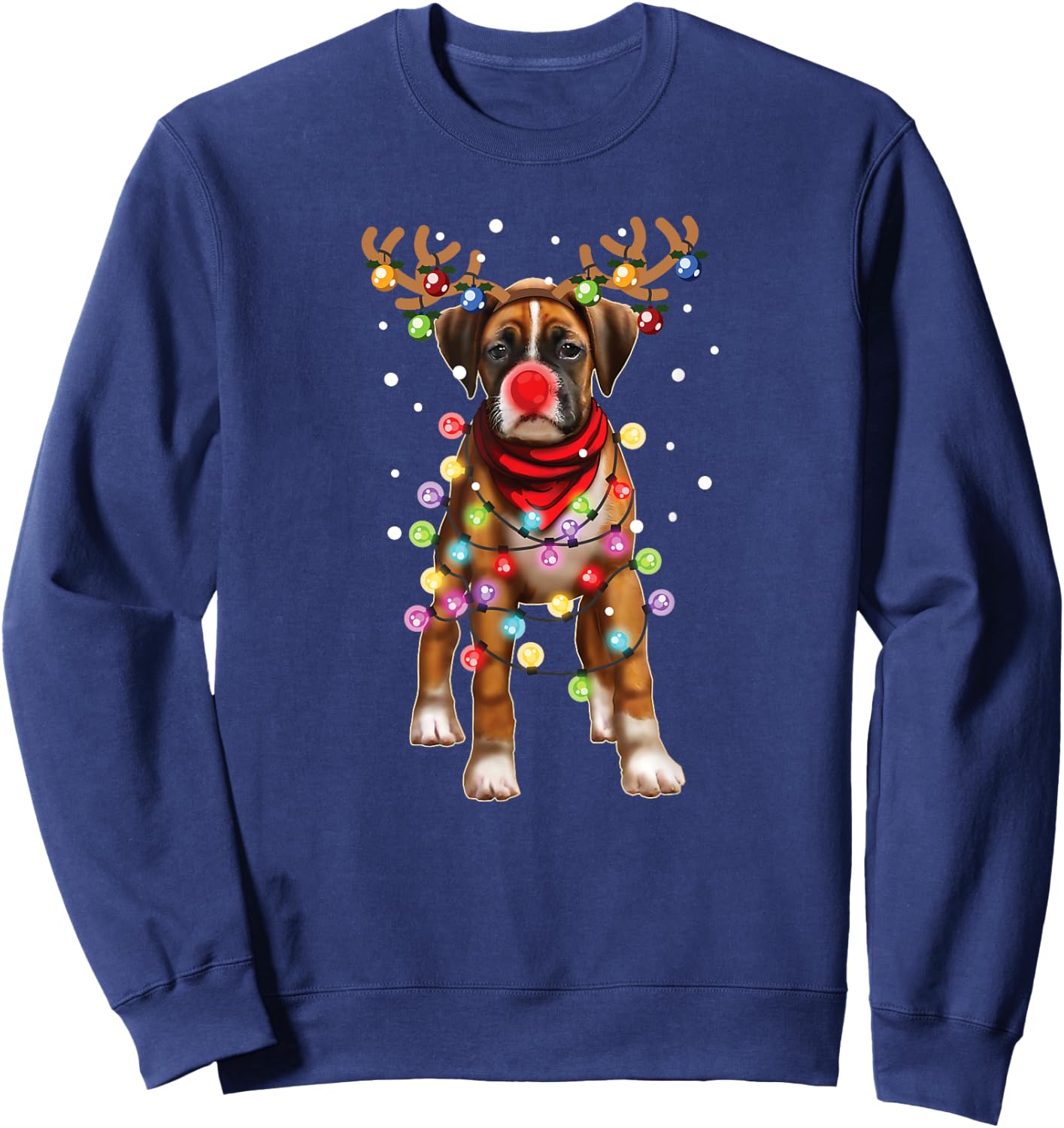 Christmas Dog, Boxer, Dog Lover, Men Women Kids, Dogs, Xmas Sweatshirt - Sweatshirt | Navy