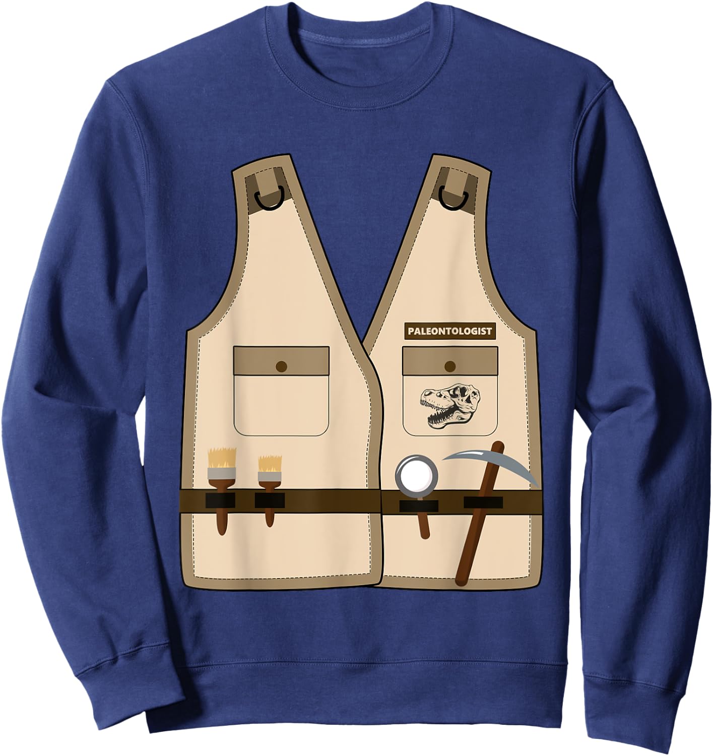 Adult Kids Halloween Paleontologist Dinosaur Hunter Costume Sweatshirt - Sweatshirt | Navy