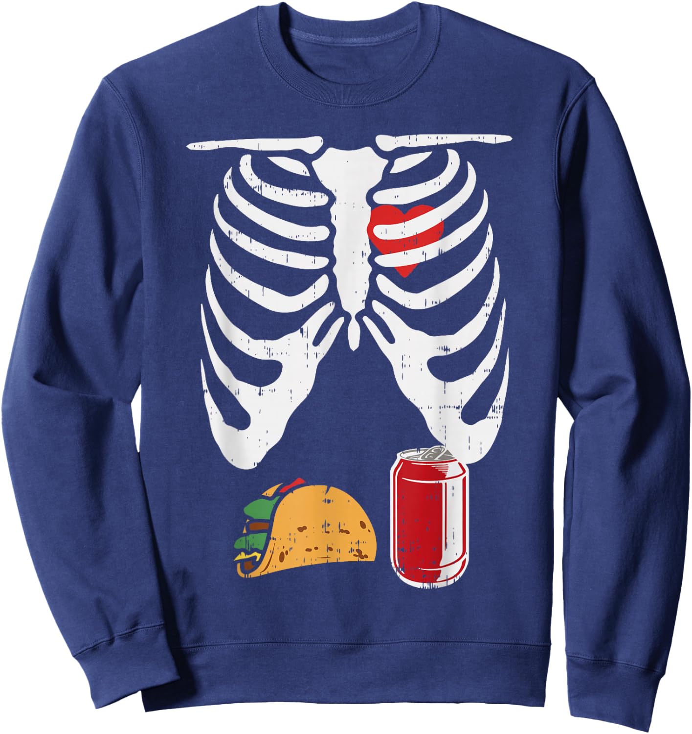 Skeleton Pregnancy Taco Beer Shirt Xray Halloween Soon Dad Sweatshirt - Sweatshirt | Navy