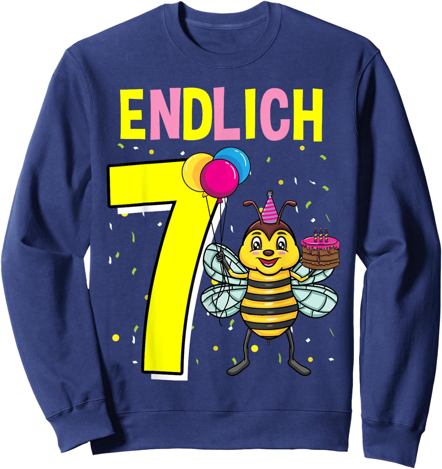 Geschenk 7 Jahre alt Kinder Bienen Geburtstag Sweatshirt - Sweatshirt | Navy