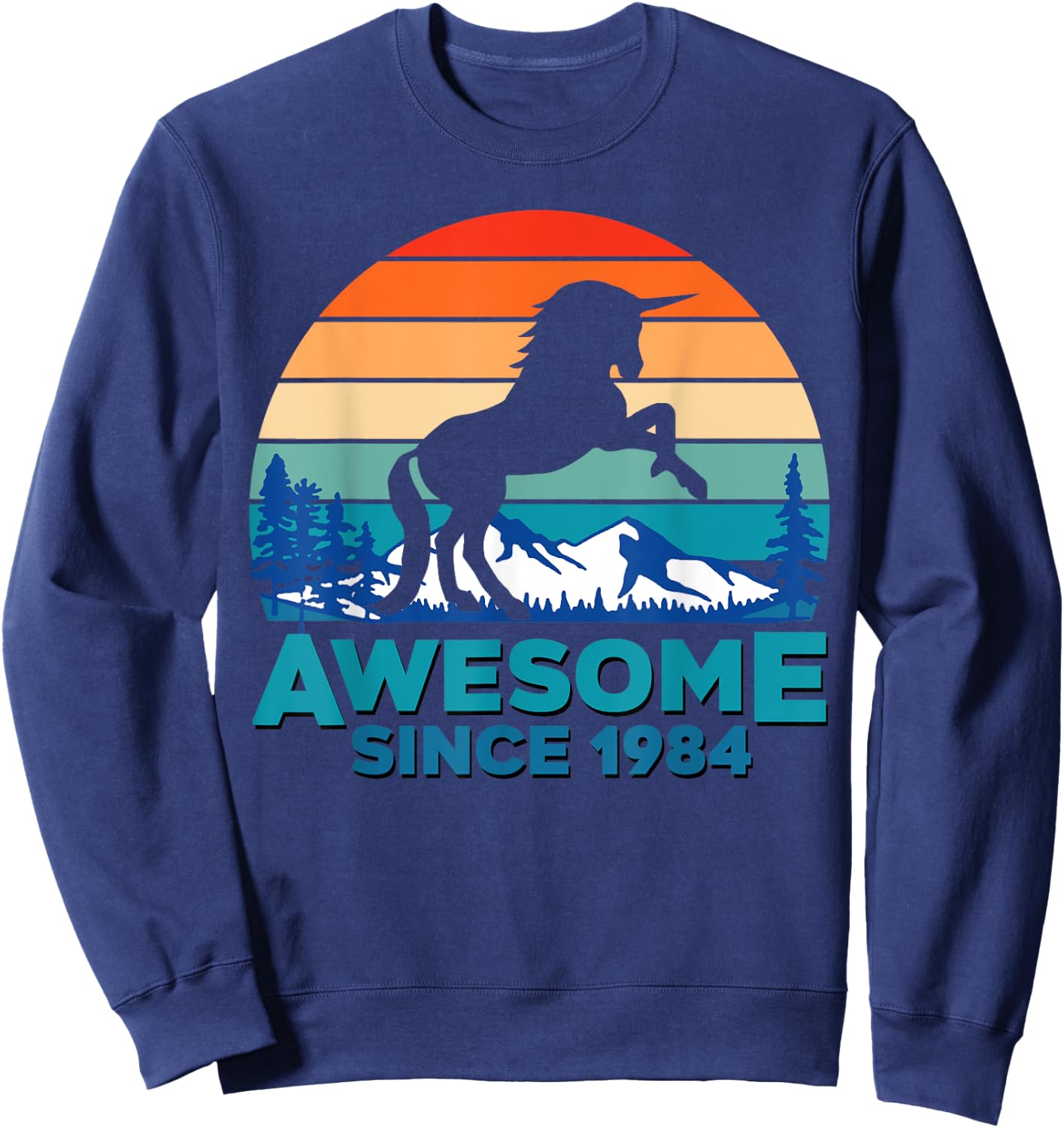Unicorn Awesome Since 1984 Shirt 37th Birthday 37 Years Old Sweatshirt - Sweatshirt | Navy