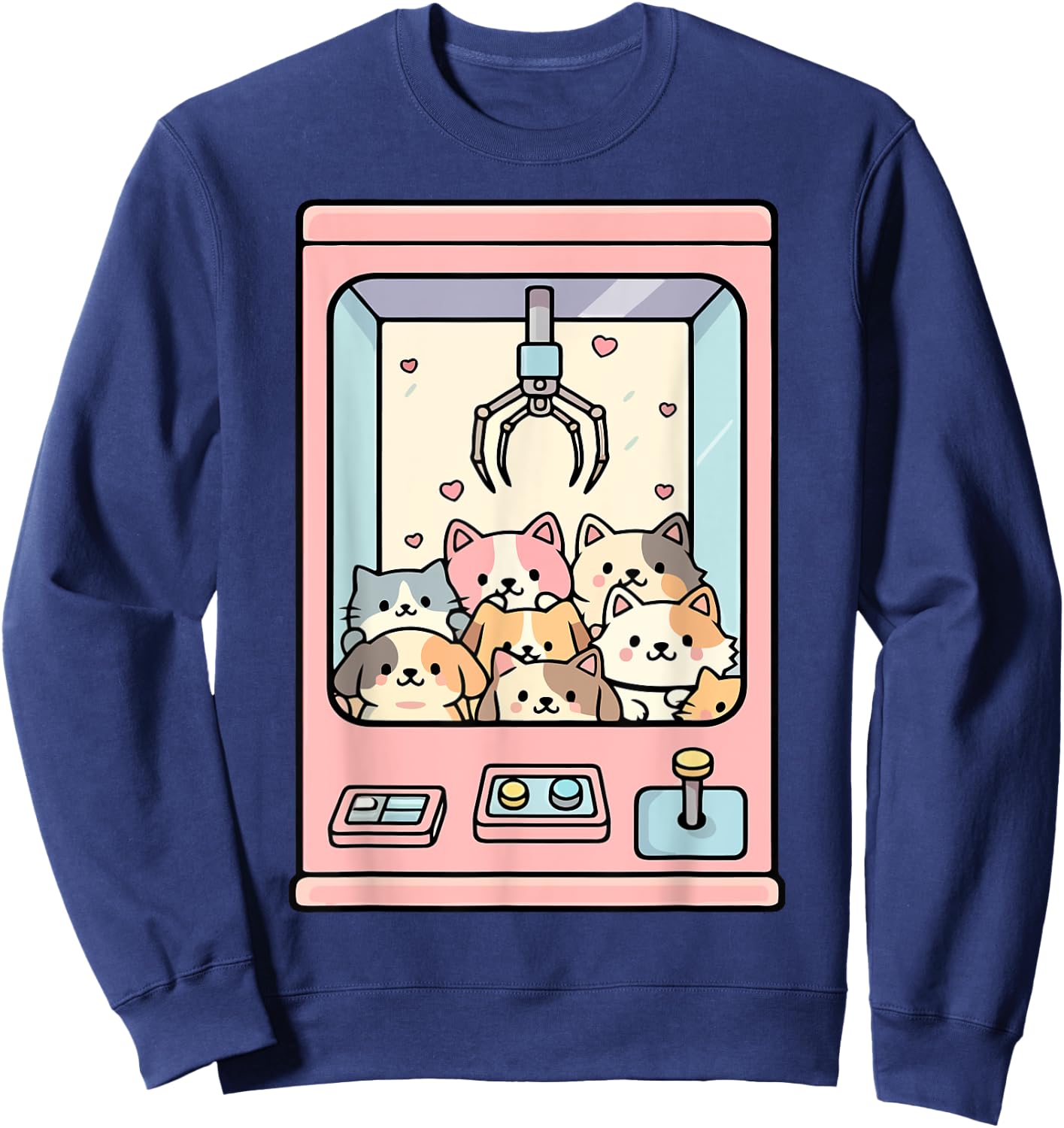 Kawaii Cat Toy Crane Claw Machine Sweatshirt - Sweatshirt | Navy