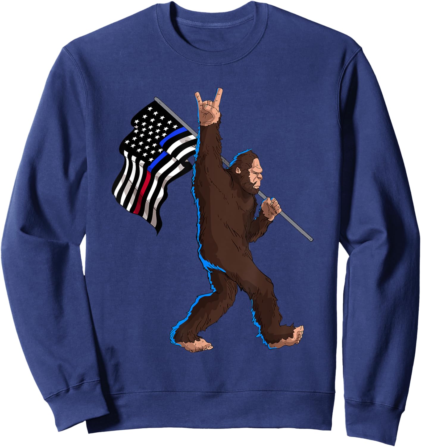 Police Fire First Responder Flag for Bigfoot Rock and Roll Sweatshirt - Sweatshirt | Navy