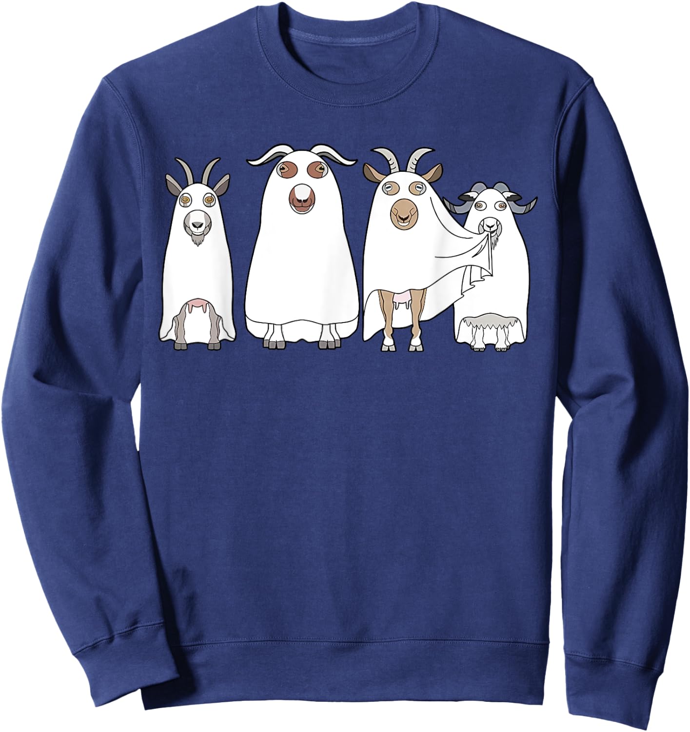 Goat Ghost Halloween Farmer Goat Lover Scary Spooky Season Sweatshirt - Sweatshirt | Navy
