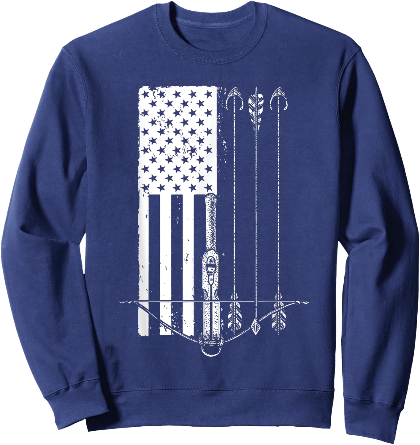 Cool Crossbow Women Arrow Bow Hunting American Flag Sweatshirt - Sweatshirt | Navy