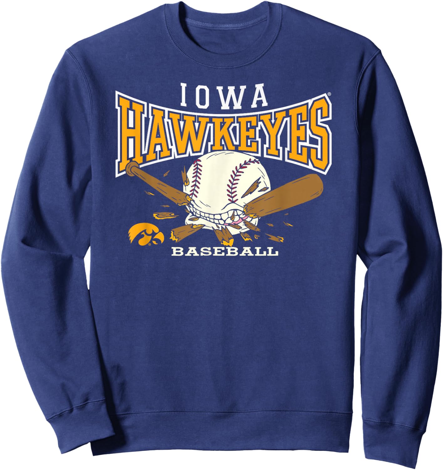 Iowa Hawkeyes Baseball Bite Black Officially Licensed Sweatshirt - Sweatshirt | Navy