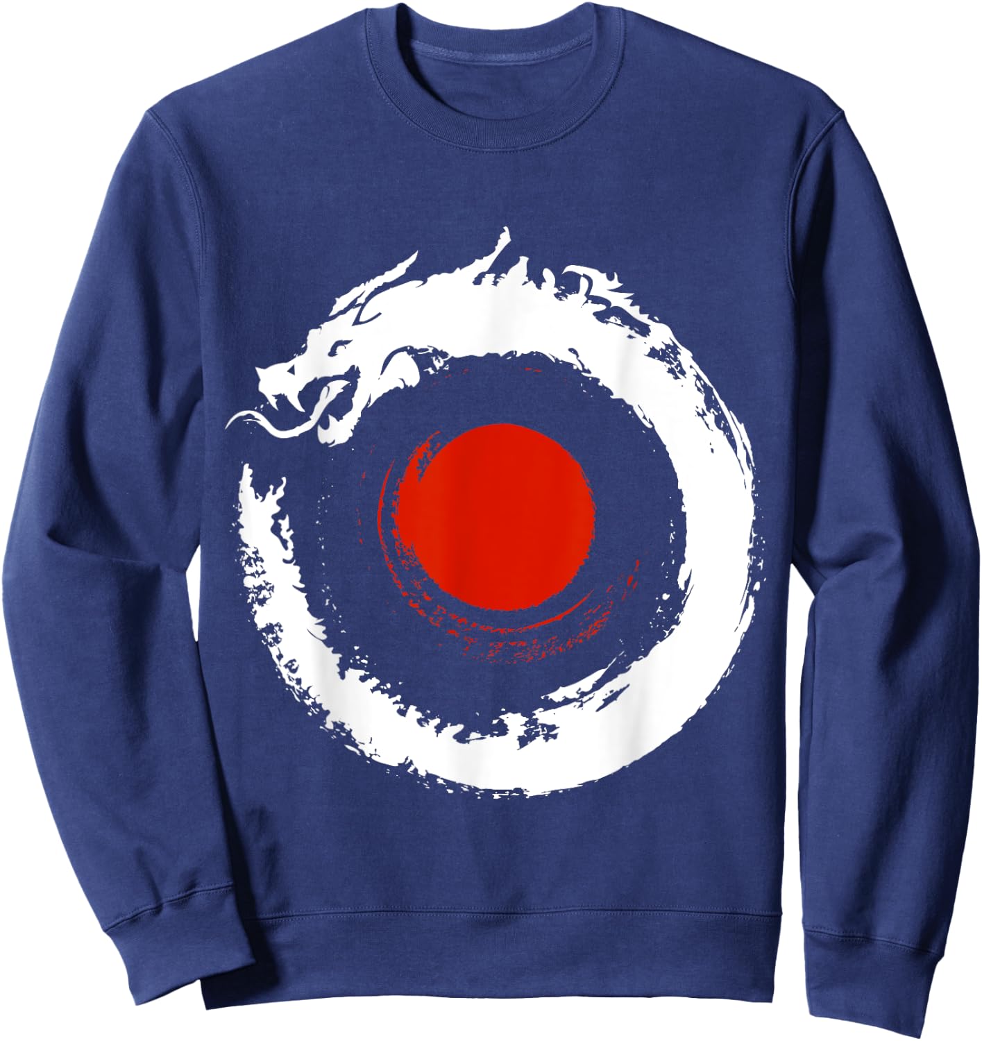 Dragon In Japanese Zen Buddhist Enso Circle Sweatshirt - Sweatshirt | Navy