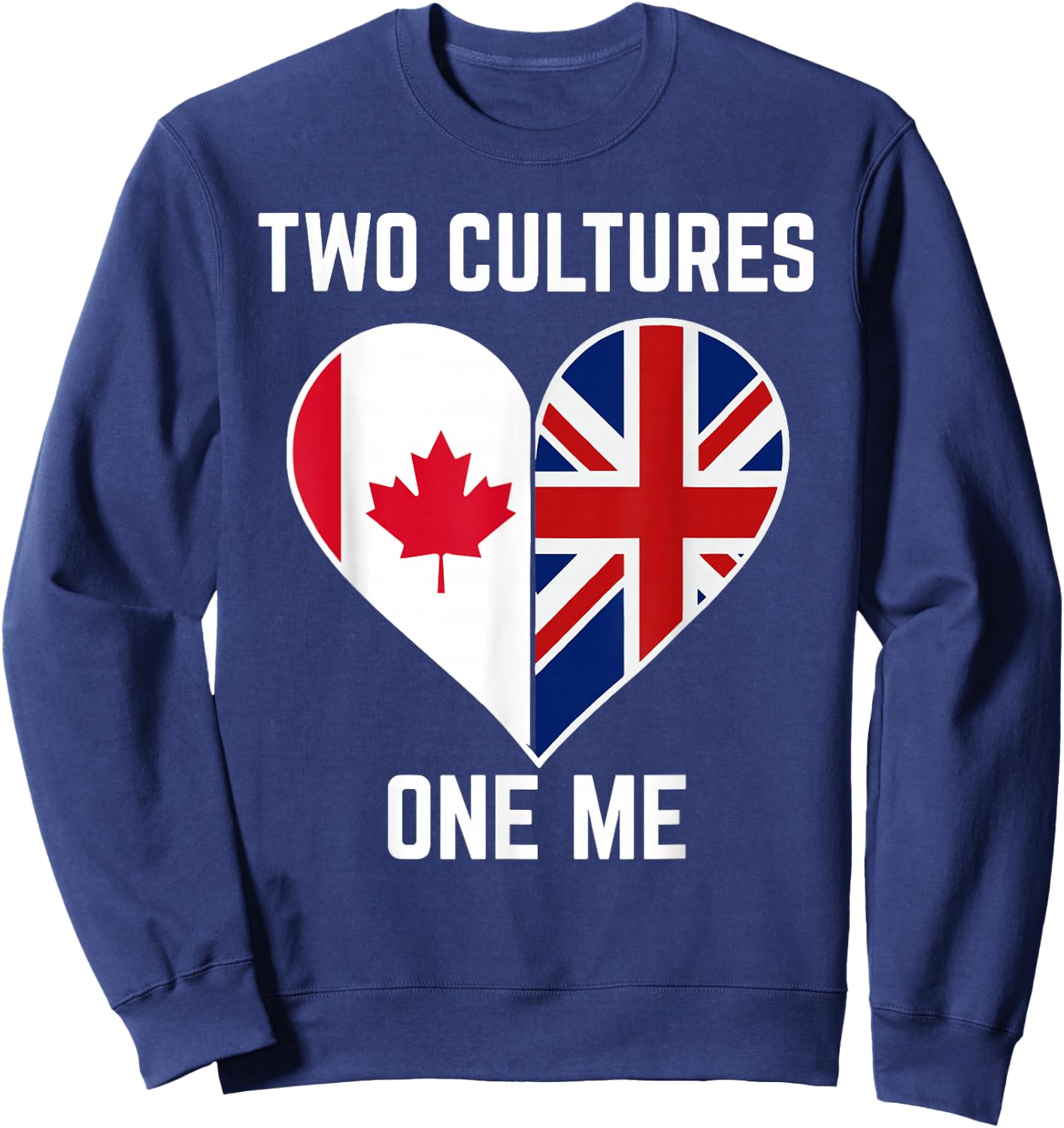 Half Canadian Half British Heart Canada Union Jack Flag UK Sweatshirt - Sweatshirt | Navy