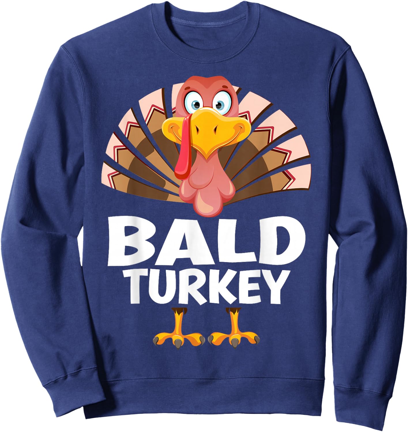 Thanksgiving Bald Turkey Matching Pajama Sweatshirt - Sweatshirt | Navy