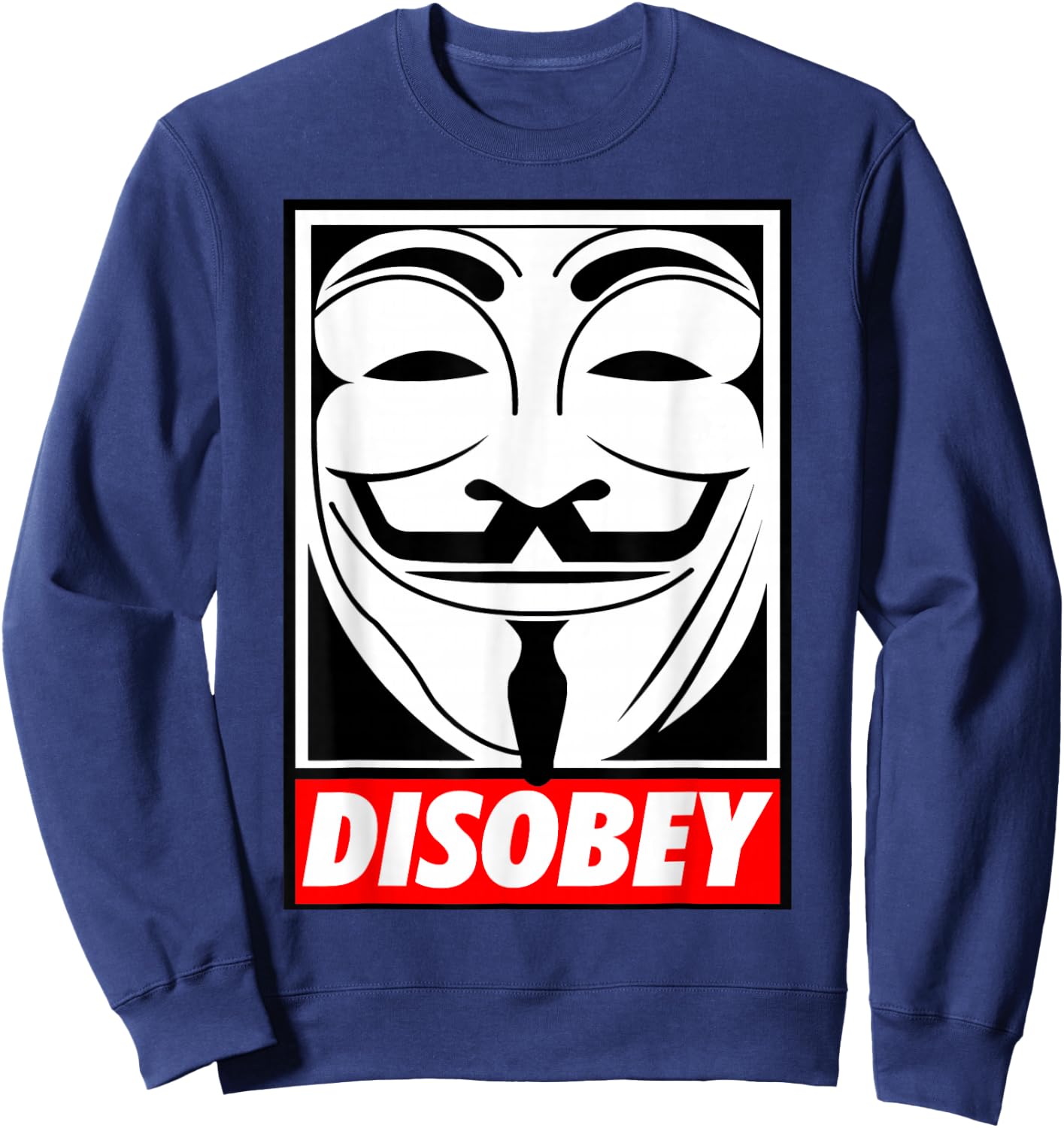 Disobey Big Face Anonymous Anon Sweatshirt - Sweatshirt | Navy